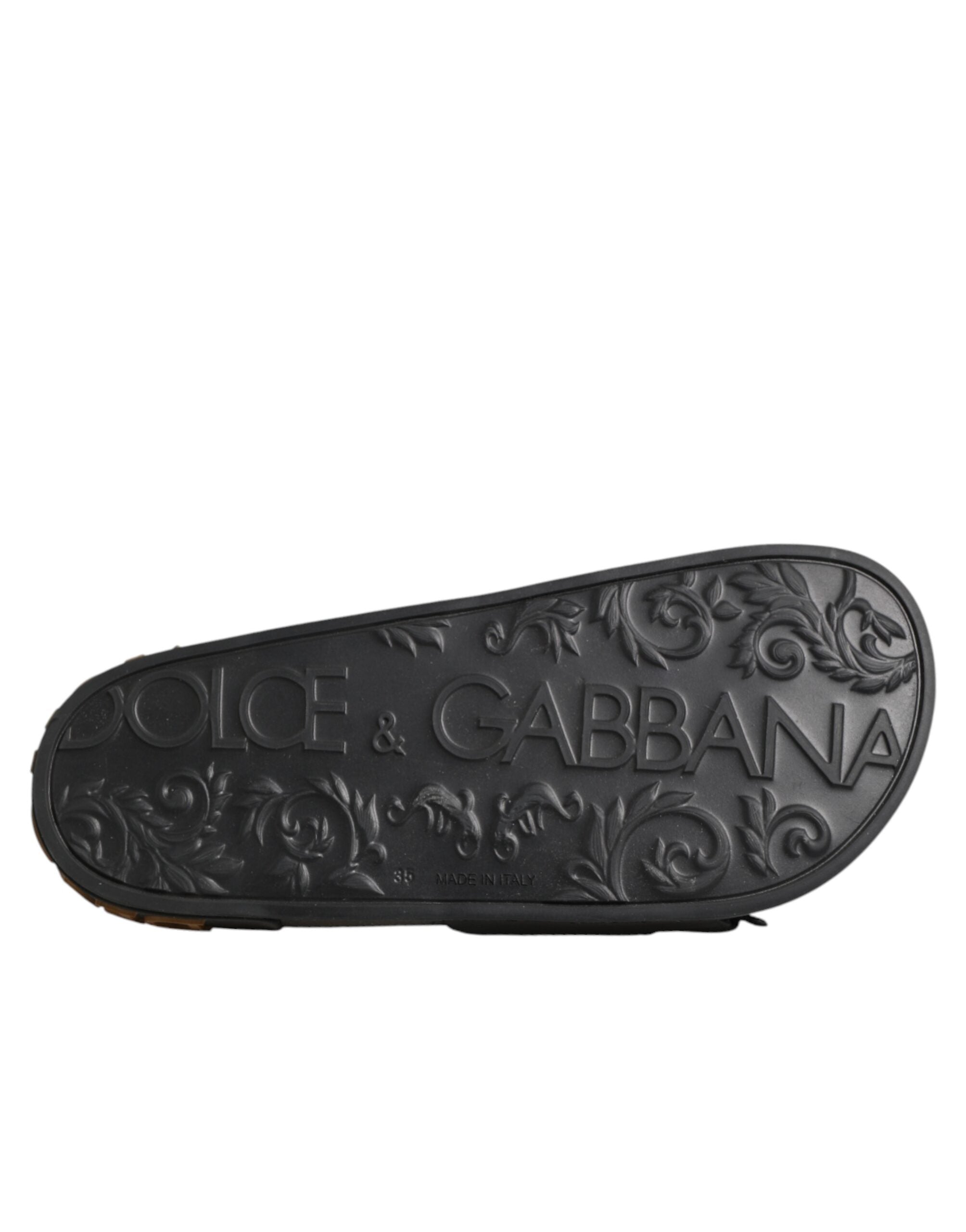 Dolce & Gabbana Schwarze Devotion Matelassé Leder-Slides
