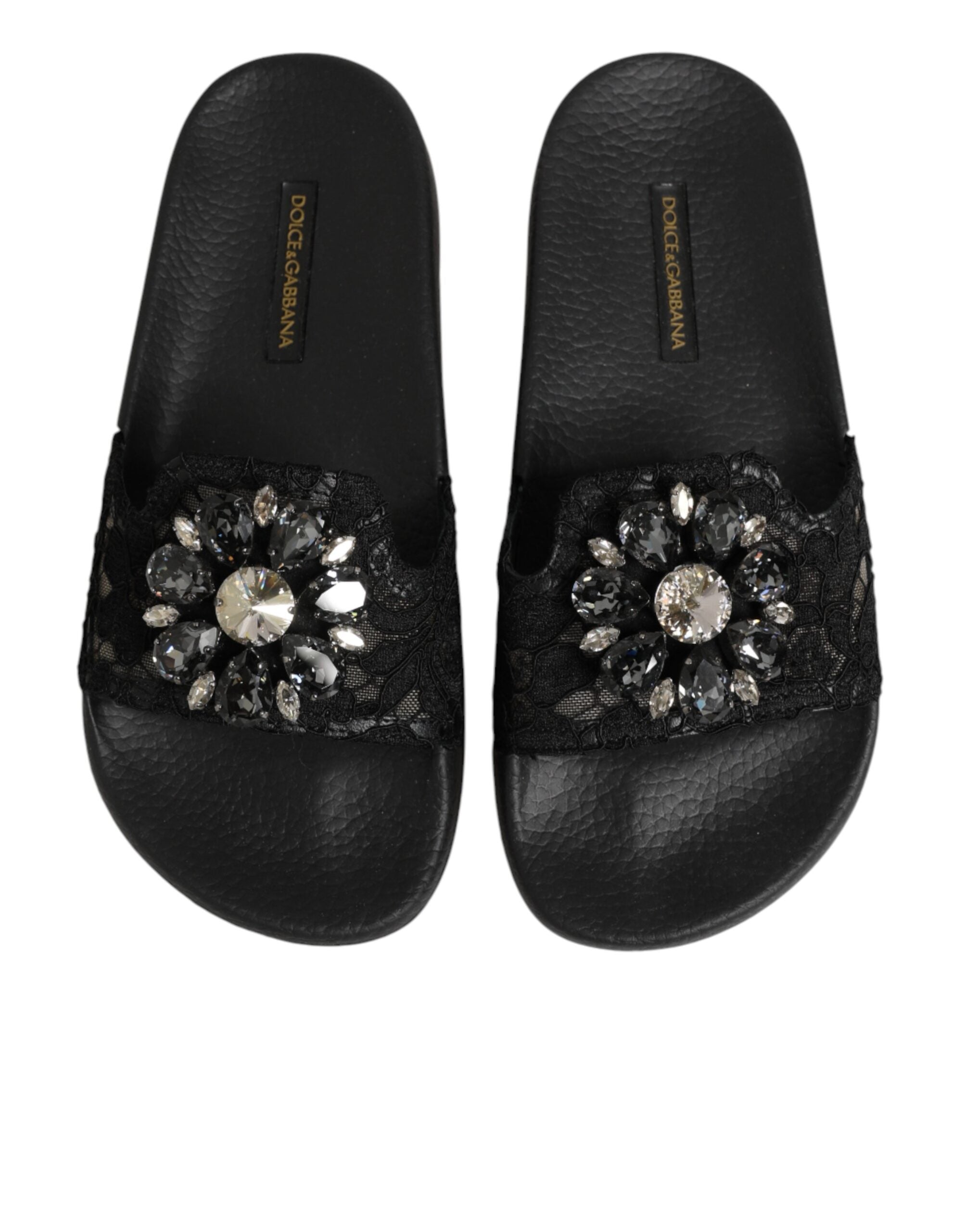 Dolce & Gabbana Schwarze Devotion Matelassé Leder-Slides