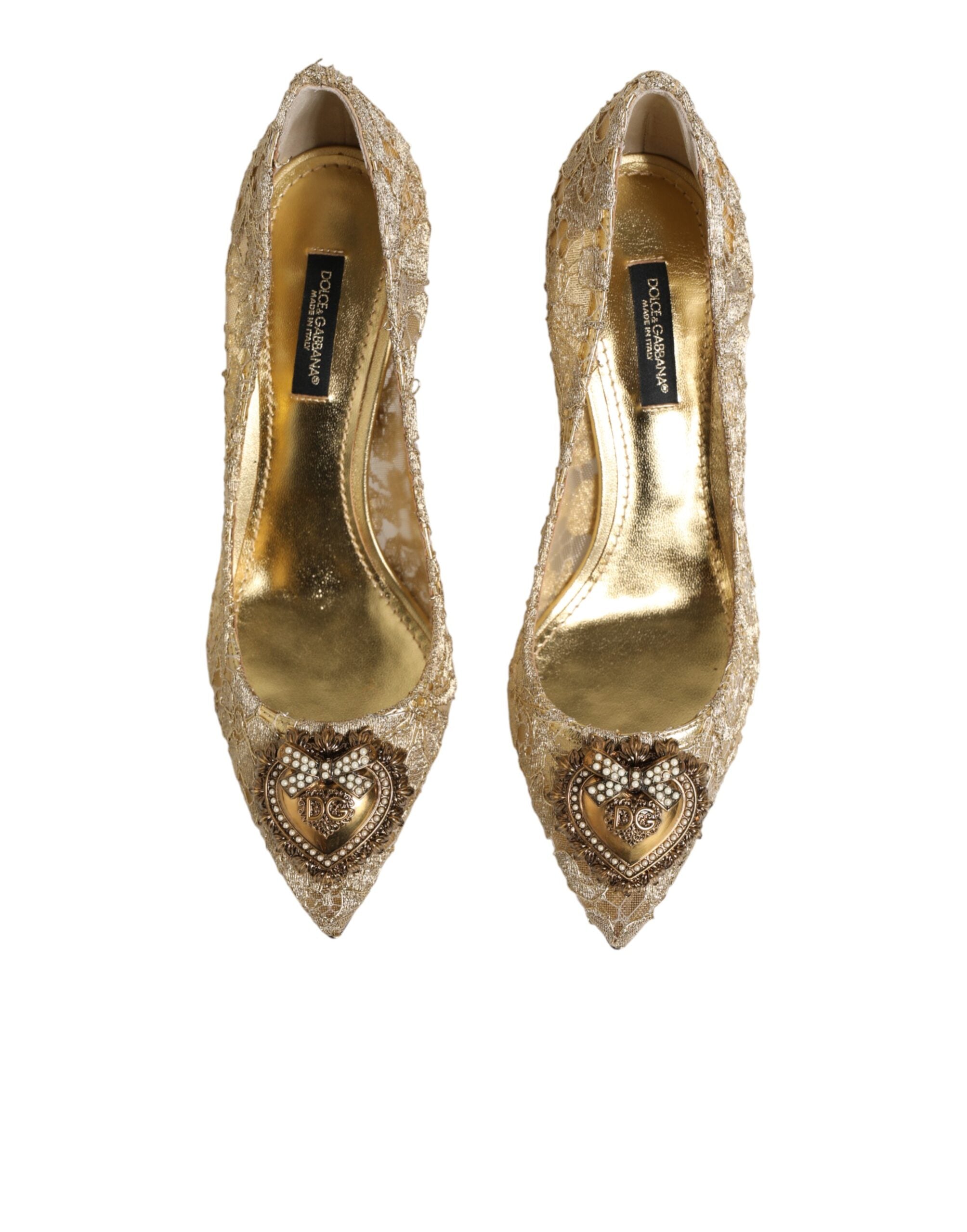 Dolce & Gabbana Goldene Taormina-Spitzen-DEVOTION-Pumps