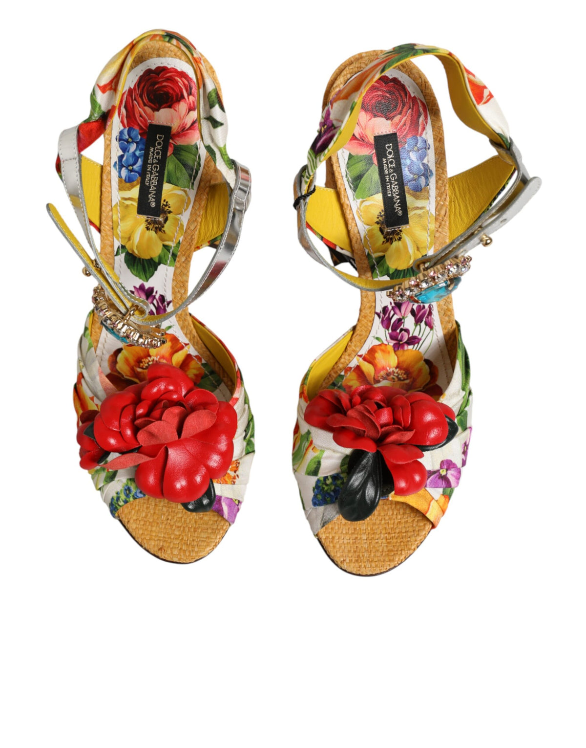 Dolce & Gabbana Sandalen mit floralem Kristallbesatz in Multicolor