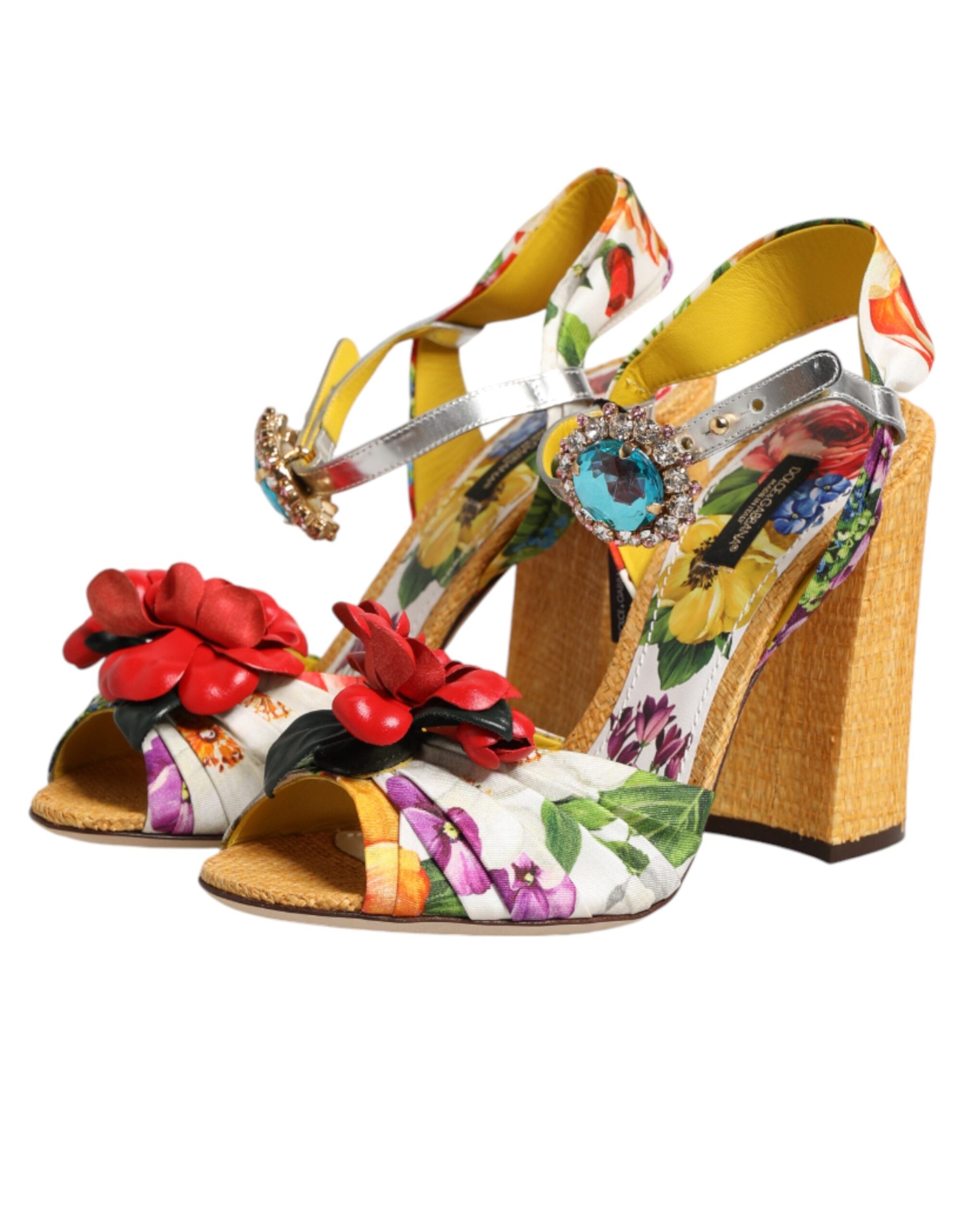 Dolce & Gabbana Sandalen mit floralem Kristallbesatz in Multicolor