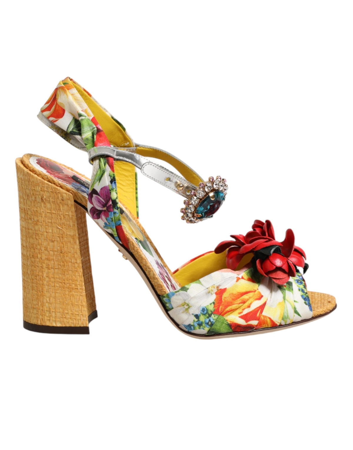 Dolce & Gabbana Sandalen mit floralem Kristallbesatz in Multicolor