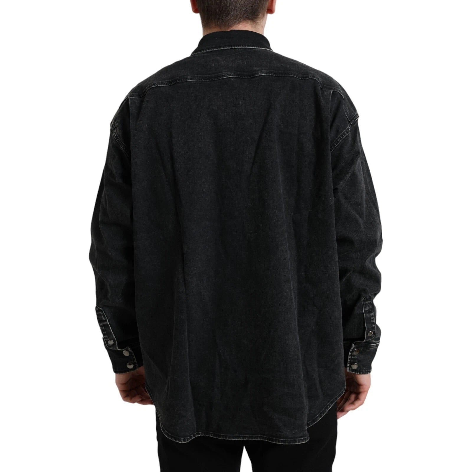 Dolce & Gabbana Schwarzes Langarm-Jeanshemd aus Baumwolle