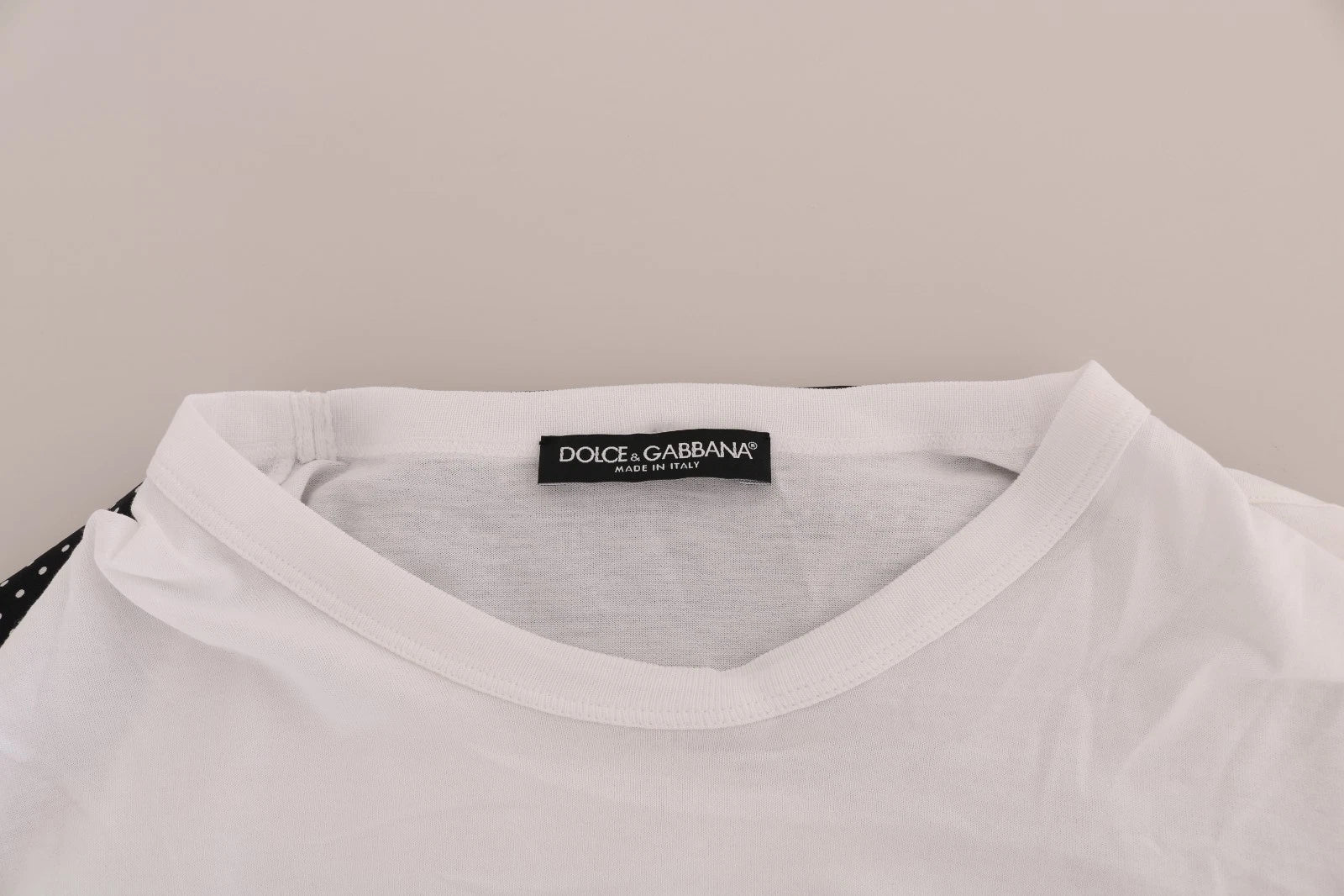 Dolce & Gabbana Baumwoll-T-Shirt mit Seidenschal, Schwarz-Weiß