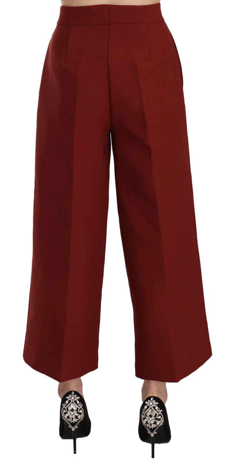Jucca Rote, hochtaillierte, verkürzte Schlaghose im Kleid-Look