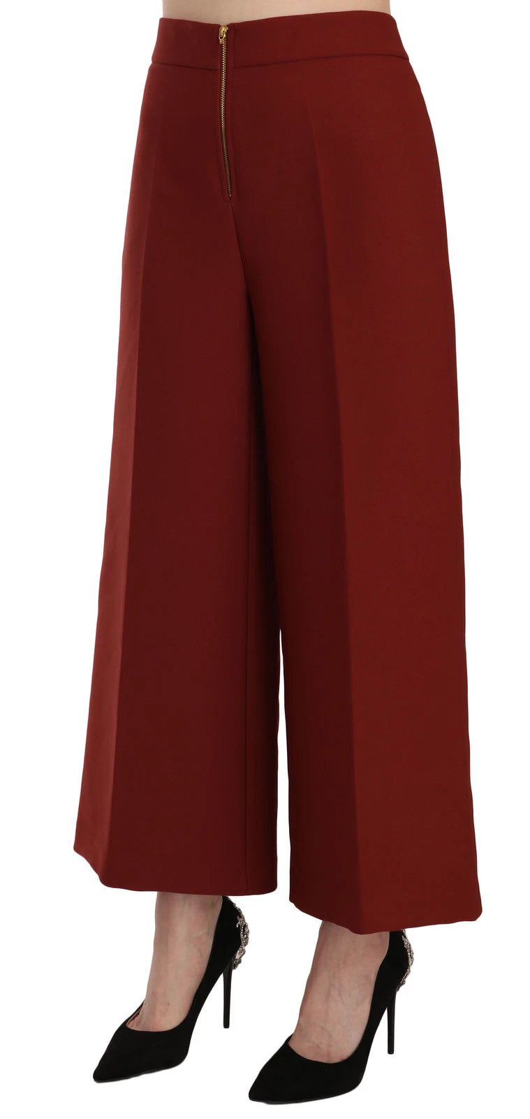 Jucca Rote, hochtaillierte, verkürzte Schlaghose im Kleid-Look