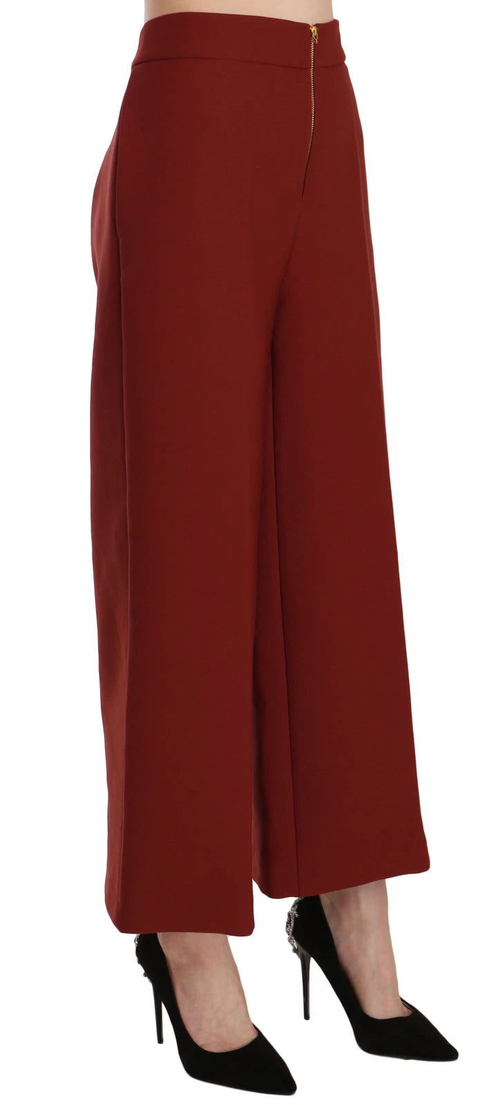 Jucca Rote, hochtaillierte, verkürzte Schlaghose im Kleid-Look