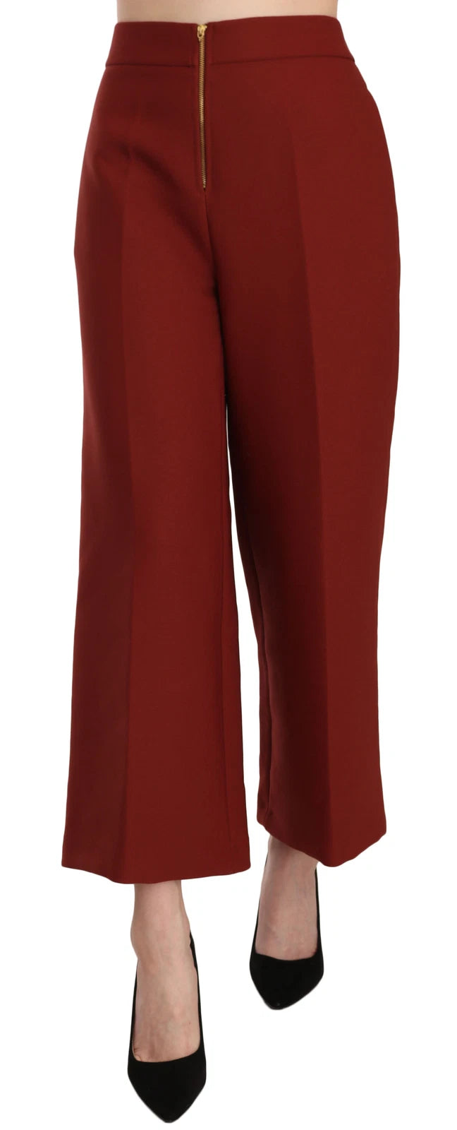 Jucca Rote, hochtaillierte, verkürzte Schlaghose im Kleid-Look