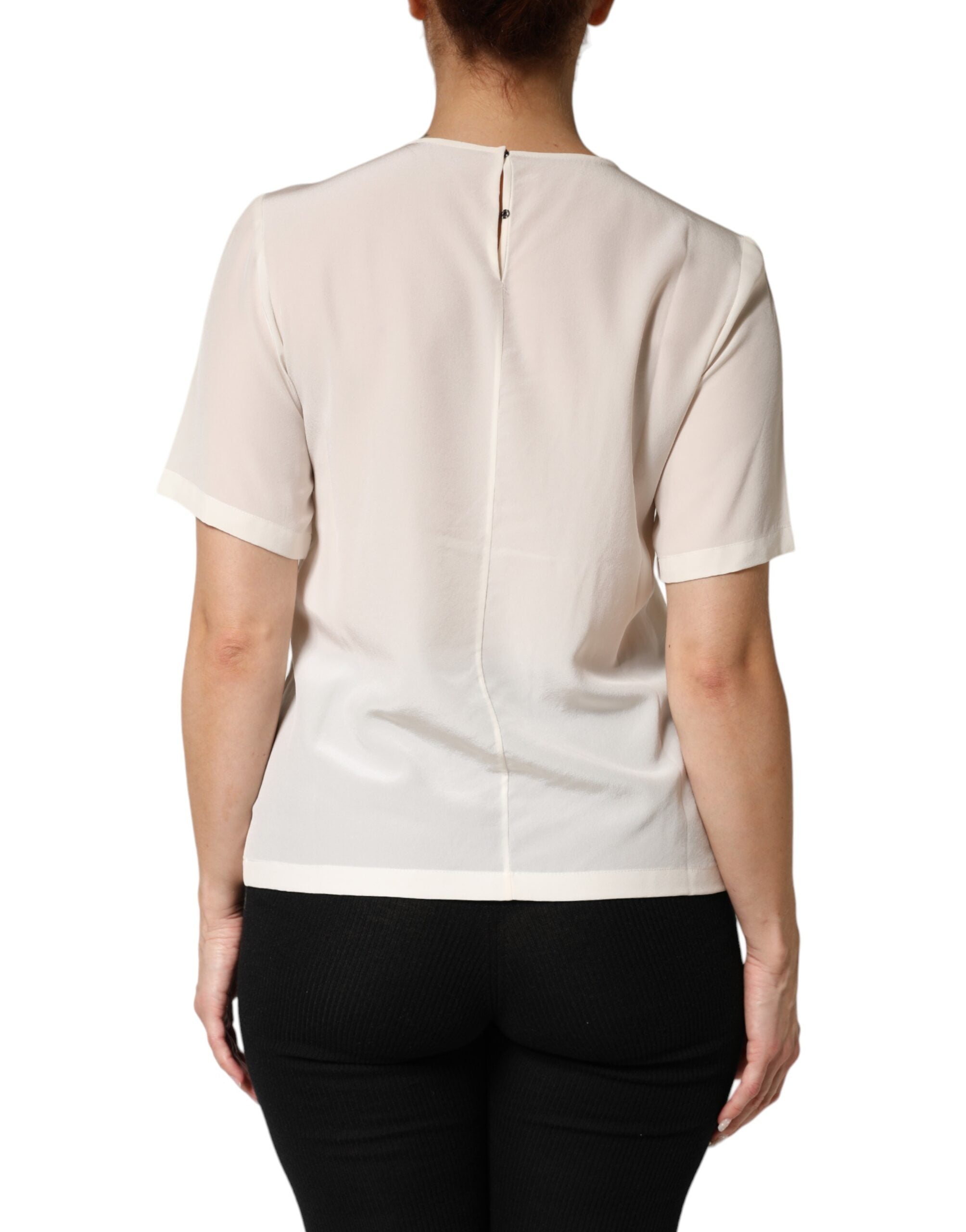Dolce & Gabbana Seidenoberteil mit Silhouette-Detail und Kurzen Ärmeln