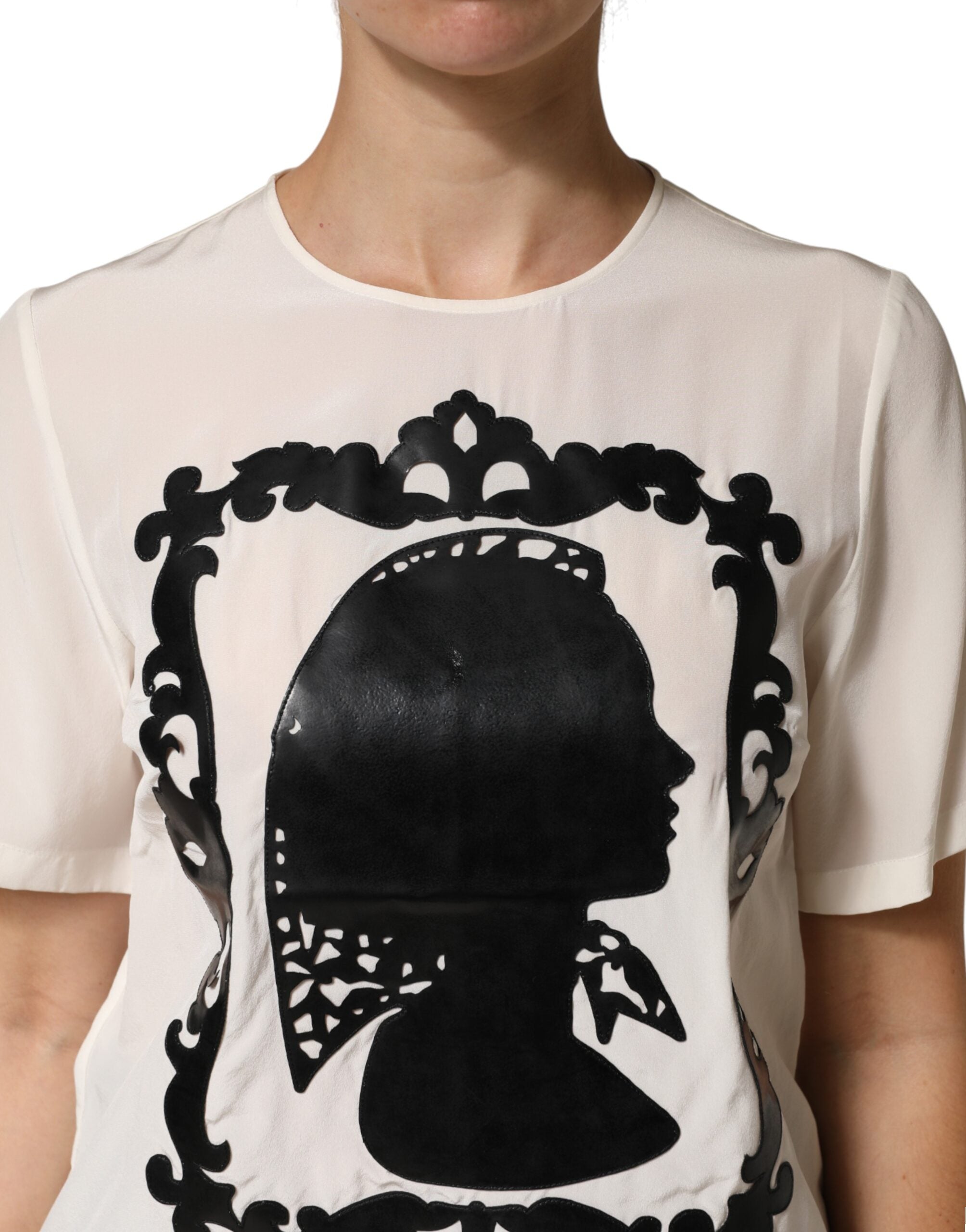 Dolce & Gabbana Seidenoberteil mit Silhouette-Detail und Kurzen Ärmeln