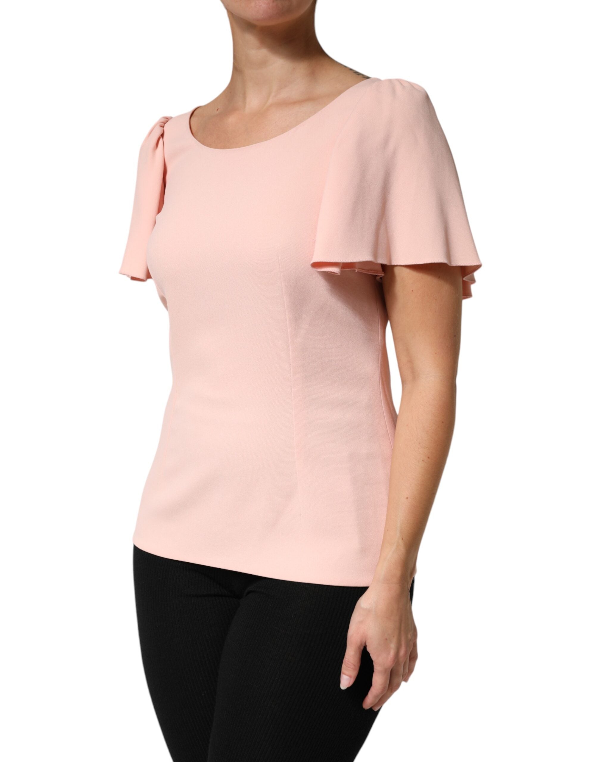 Dolce & Gabbana Rosa Bluse mit Rundhalsausschnitt und kurzen Ärmeln