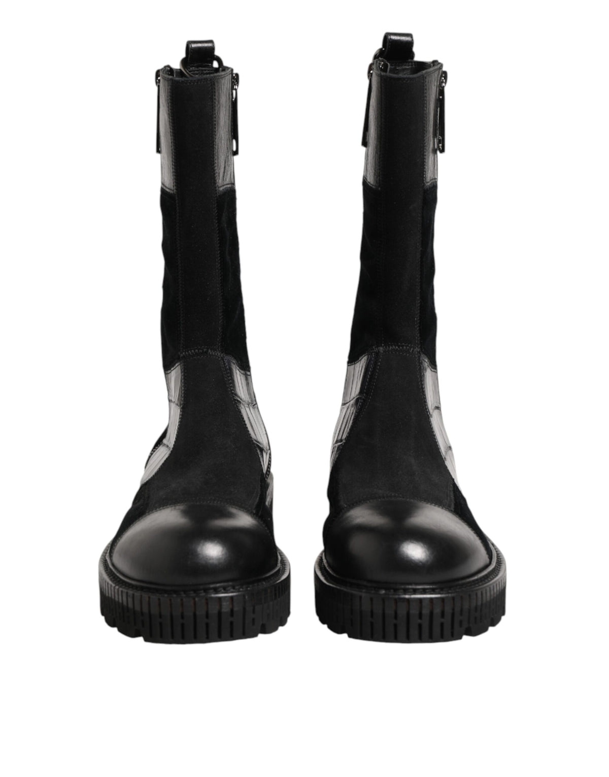 Dolce & Gabbana Schwarzer Patchwork-Leder-Halbstiefel