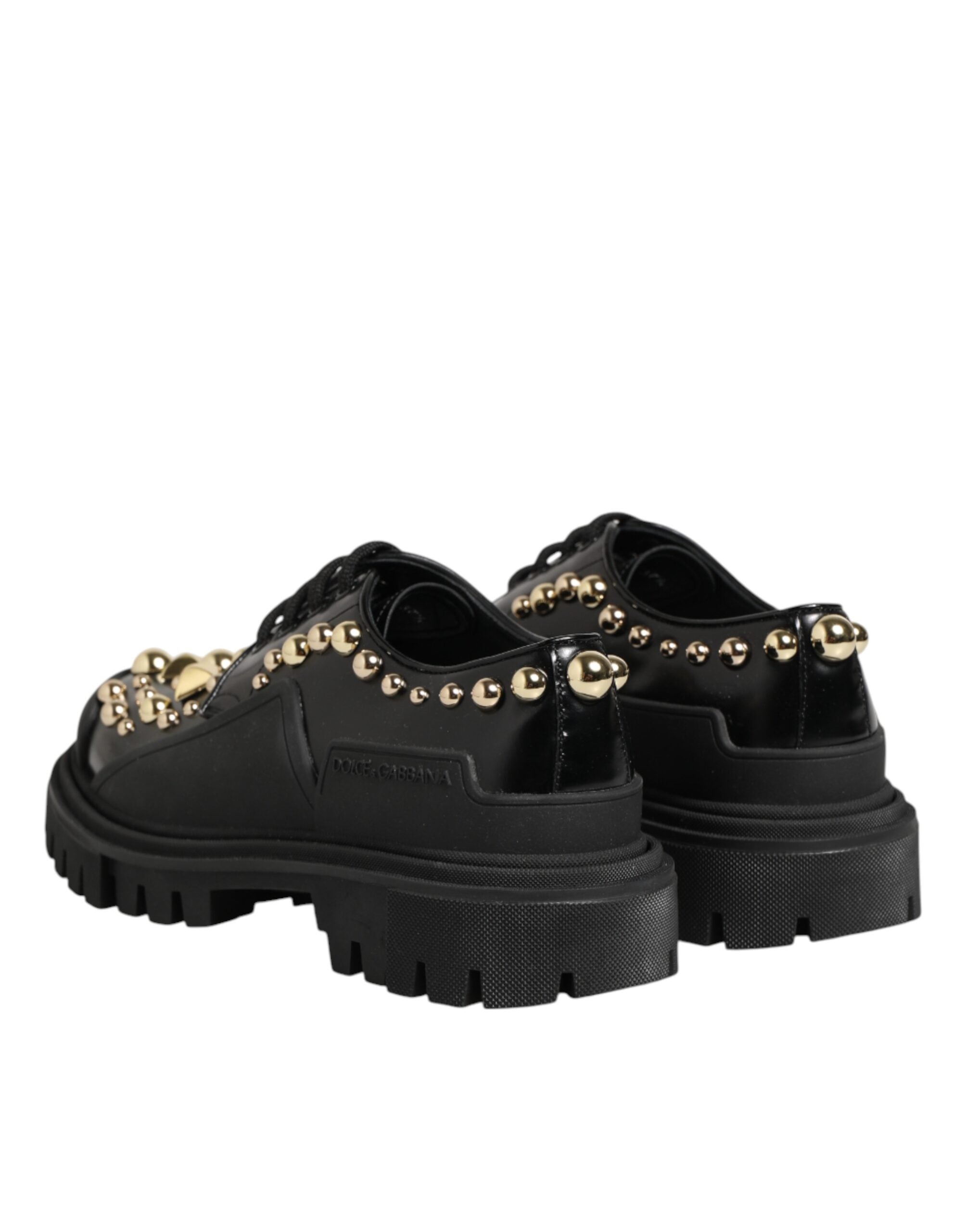 Dolce & Gabbana Schwarze Leder-Derby-Schuhe mit Kristall-Verzierung