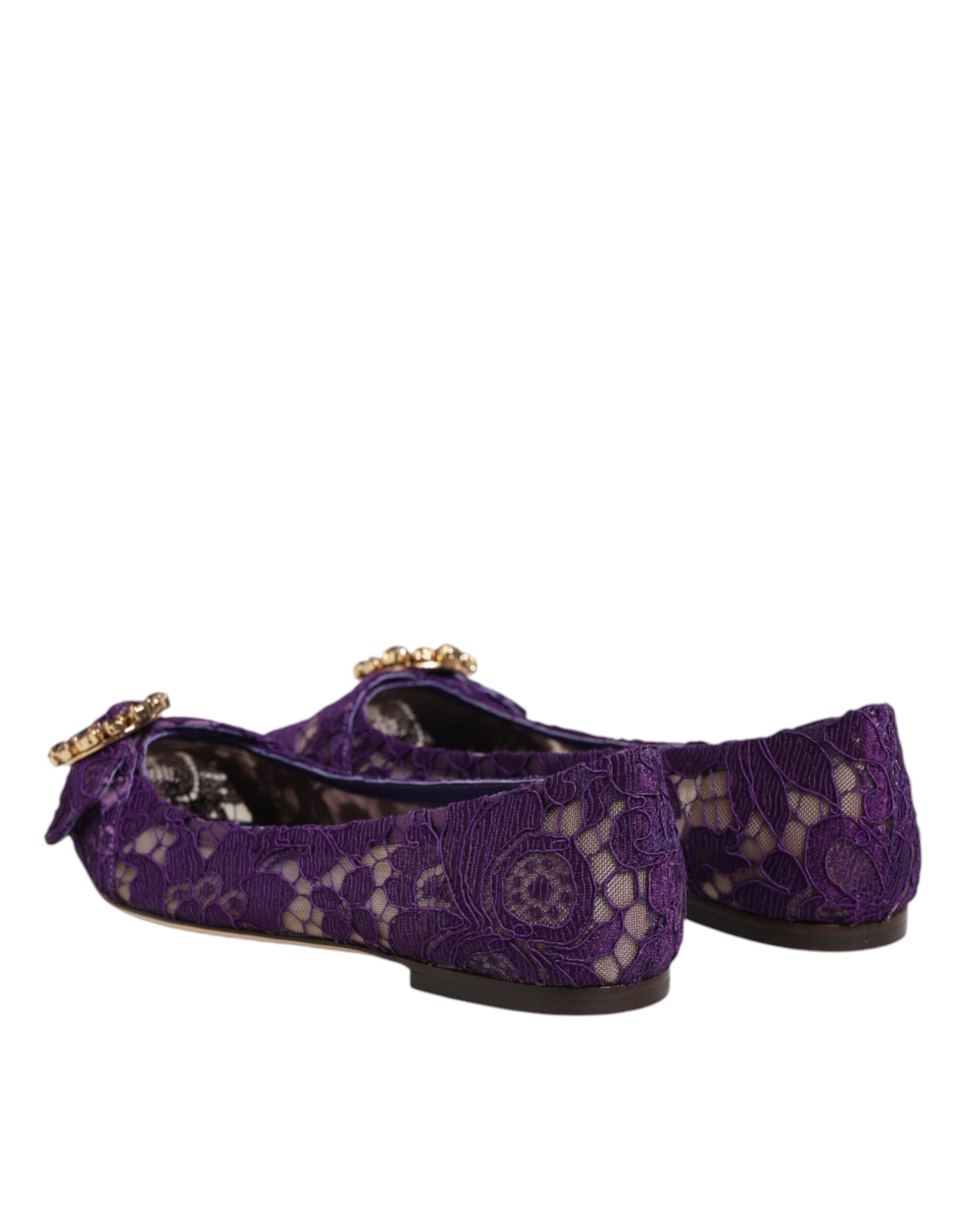 Dolce & Gabbana Lila Taormina-Spitzen-Ballerinas mit Kristallen