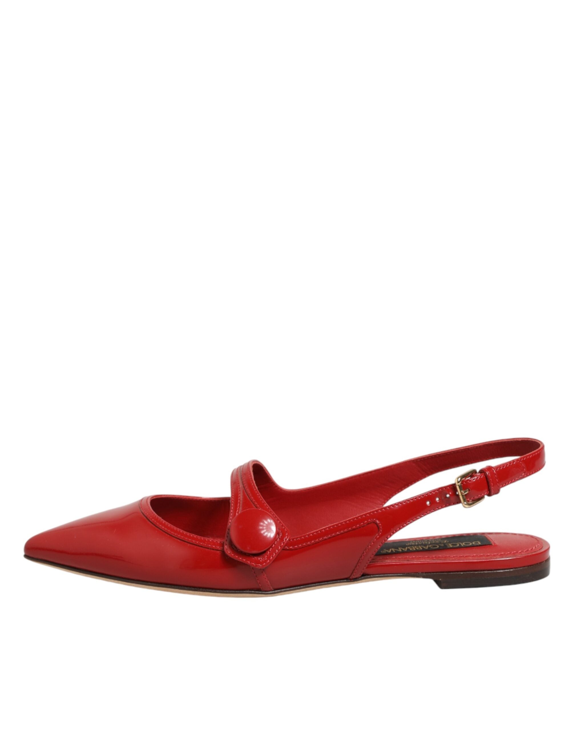 Dolce & Gabbana Rote Leder-Slingback-Ballerinas