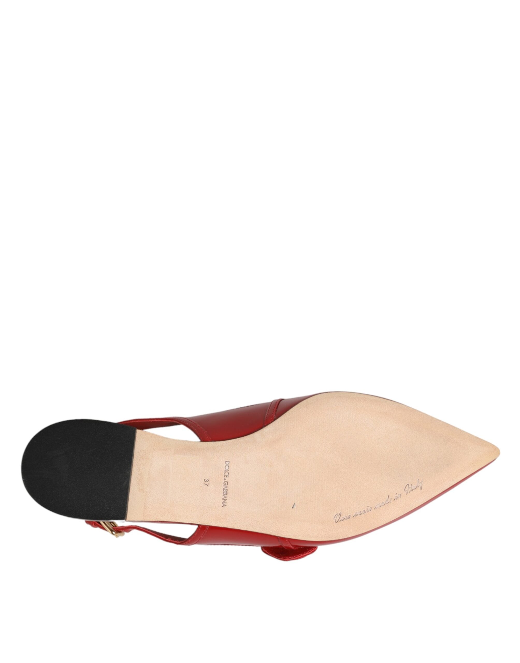 Dolce & Gabbana Rote Leder-Slingback-Ballerinas