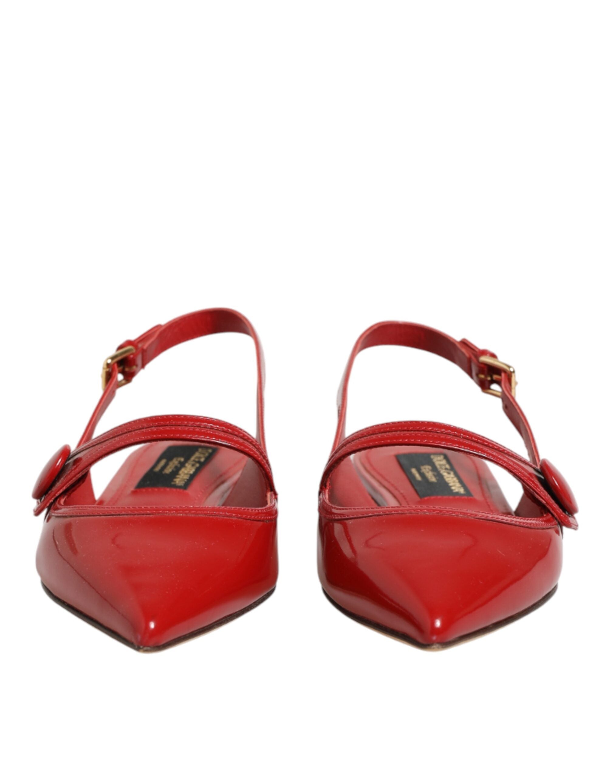 Dolce & Gabbana Rote Leder-Slingback-Ballerinas