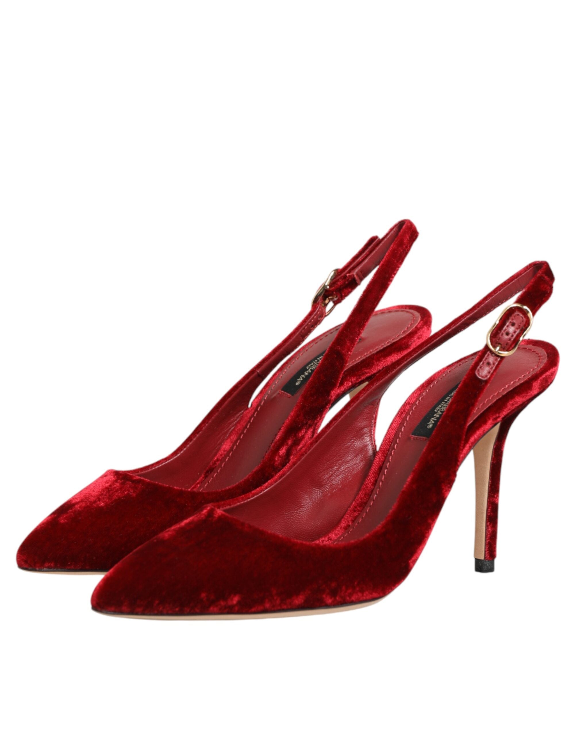 Dolce & Gabbana Rote Wildleder-High-Heel-Slingback-Sandalen