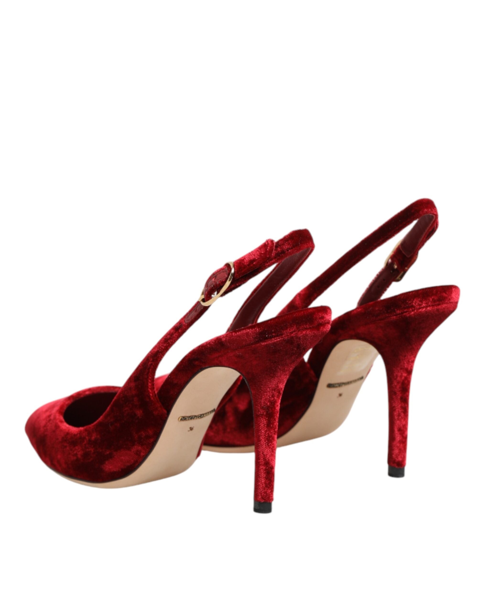 Dolce & Gabbana Rote Wildleder-High-Heel-Slingback-Sandalen