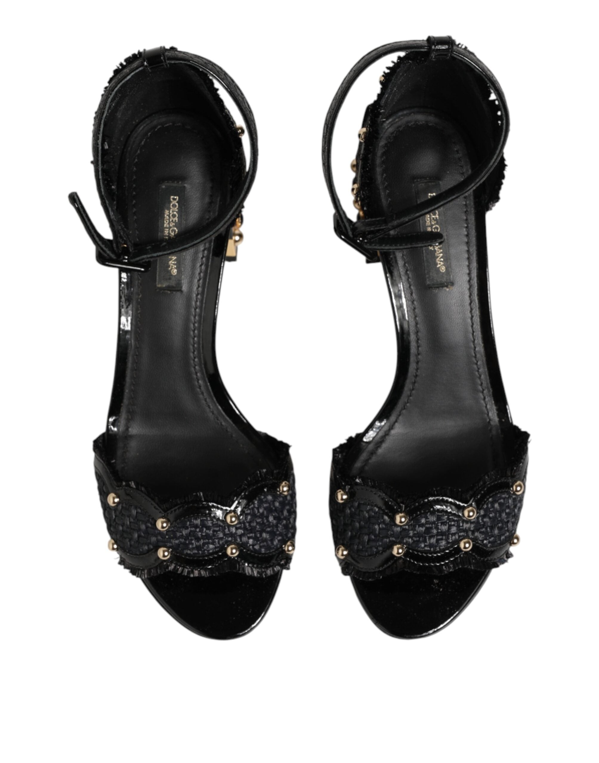 Dolce & Gabbana Schwarze Sandalen mit Nieten und Knöchelriemen
