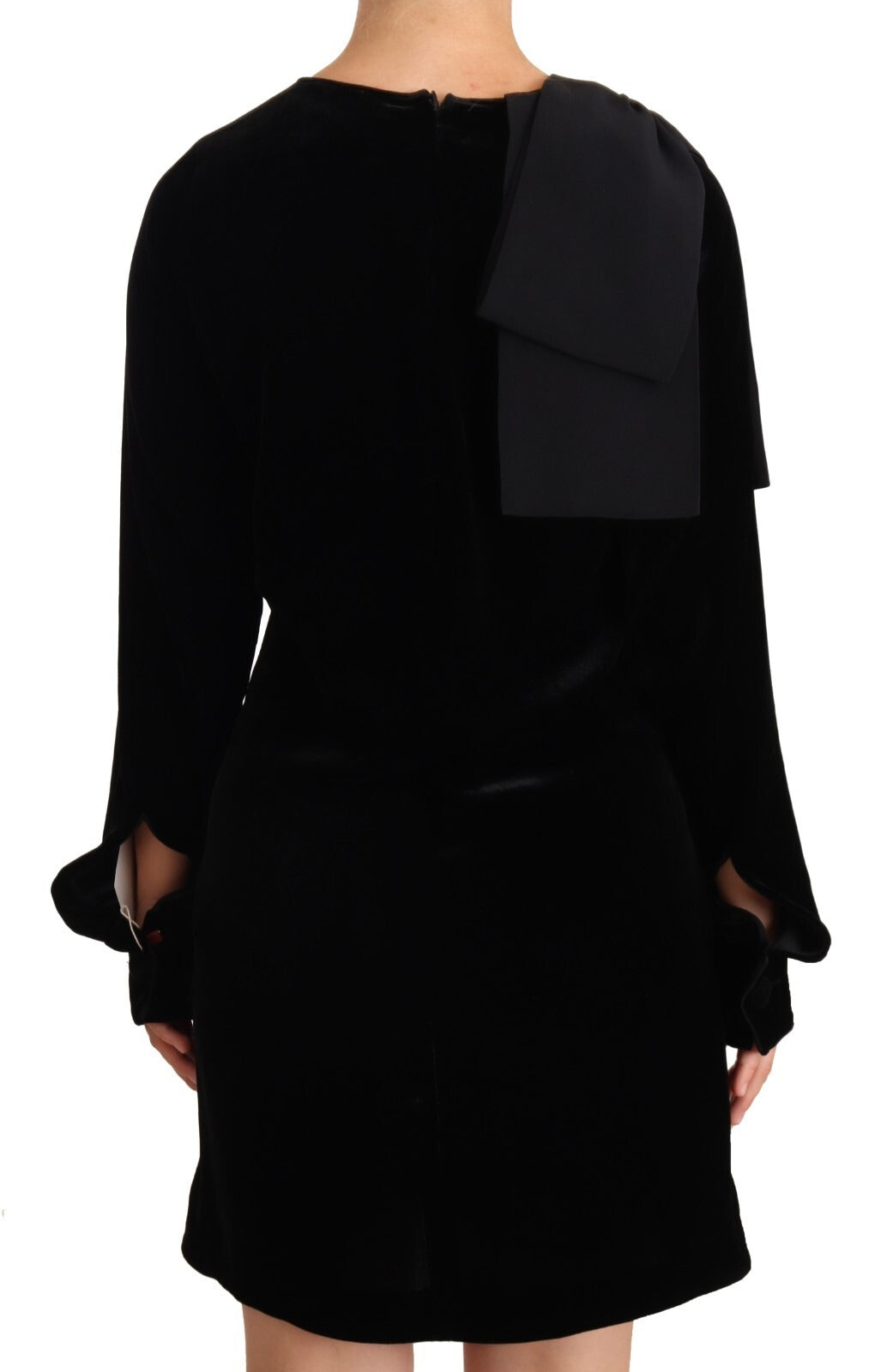 N.21 Schwarzes Viskose-Minikleid mit Rundhalsausschnitt und langen Ärmeln