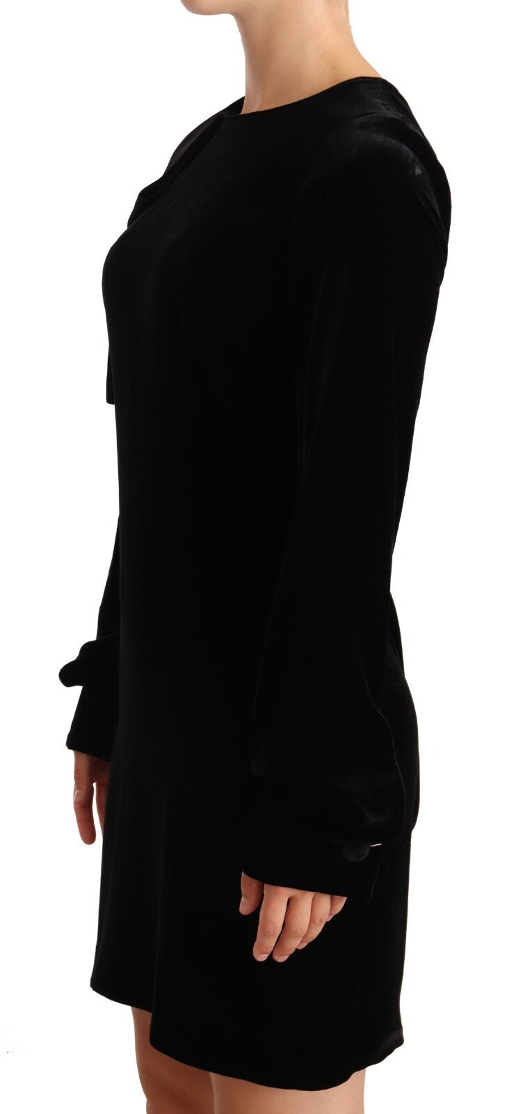 N.21 Schwarzes Viskose-Minikleid mit Rundhalsausschnitt und langen Ärmeln