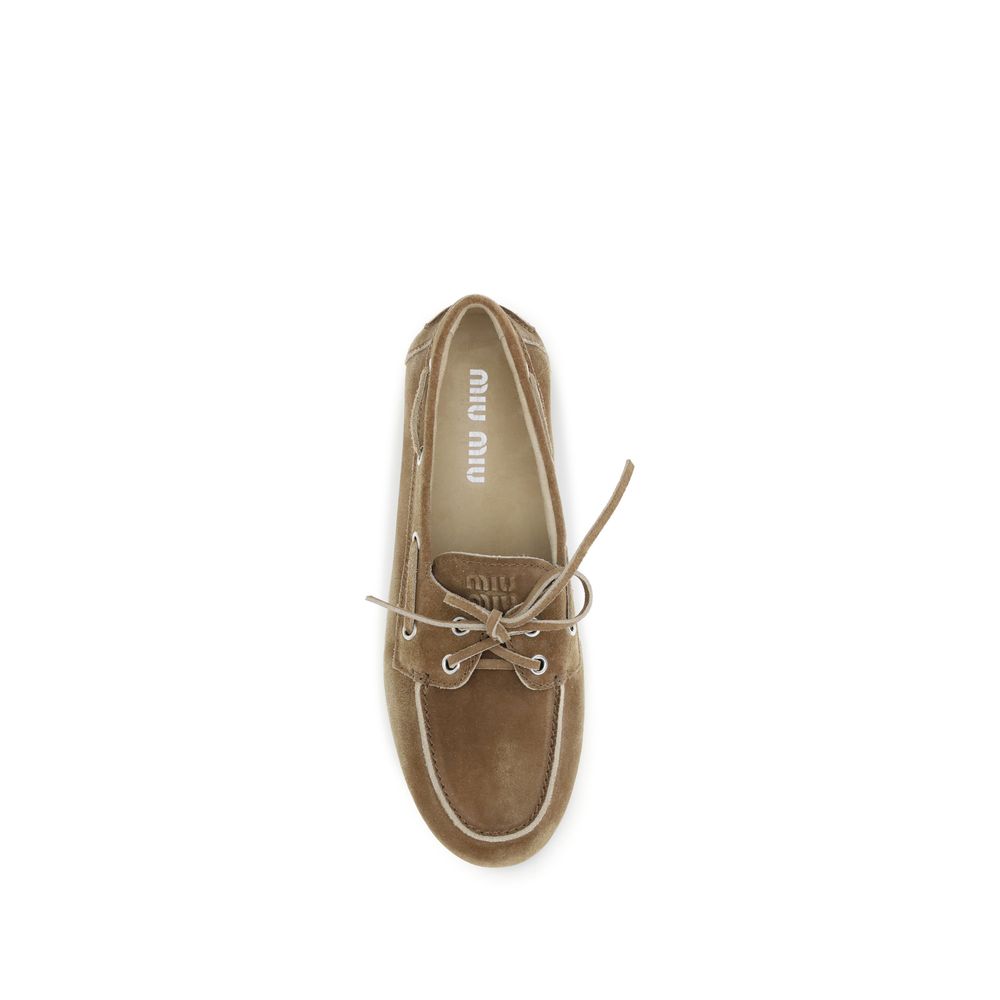 Miu Miu Beige Kalbsleder Bos Taurus Slipper-Loafer