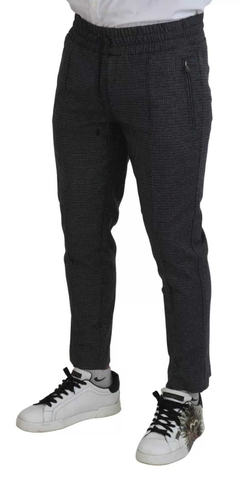Dolce & Gabbana Gestreifte Woll-Skinny-Hose in Grau