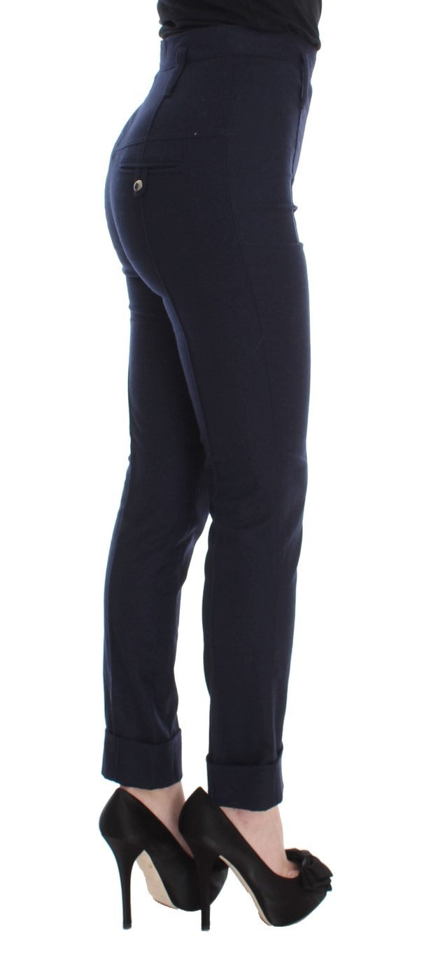 Ermanno Scervino Dunkelblaue Slim-Fit-Hose aus reiner Schurwolle