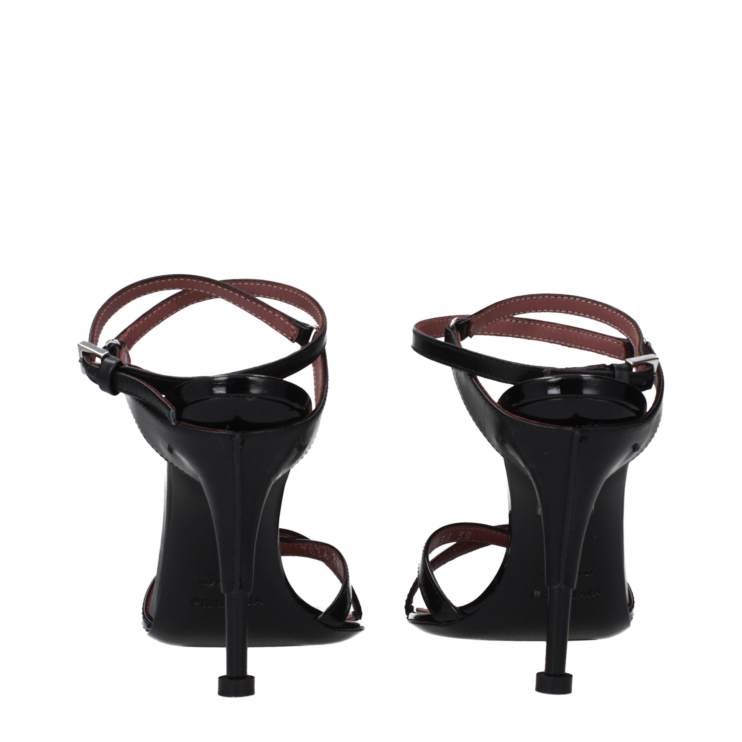 Premiata Schwarze Leder-Stiletto-Sandalen