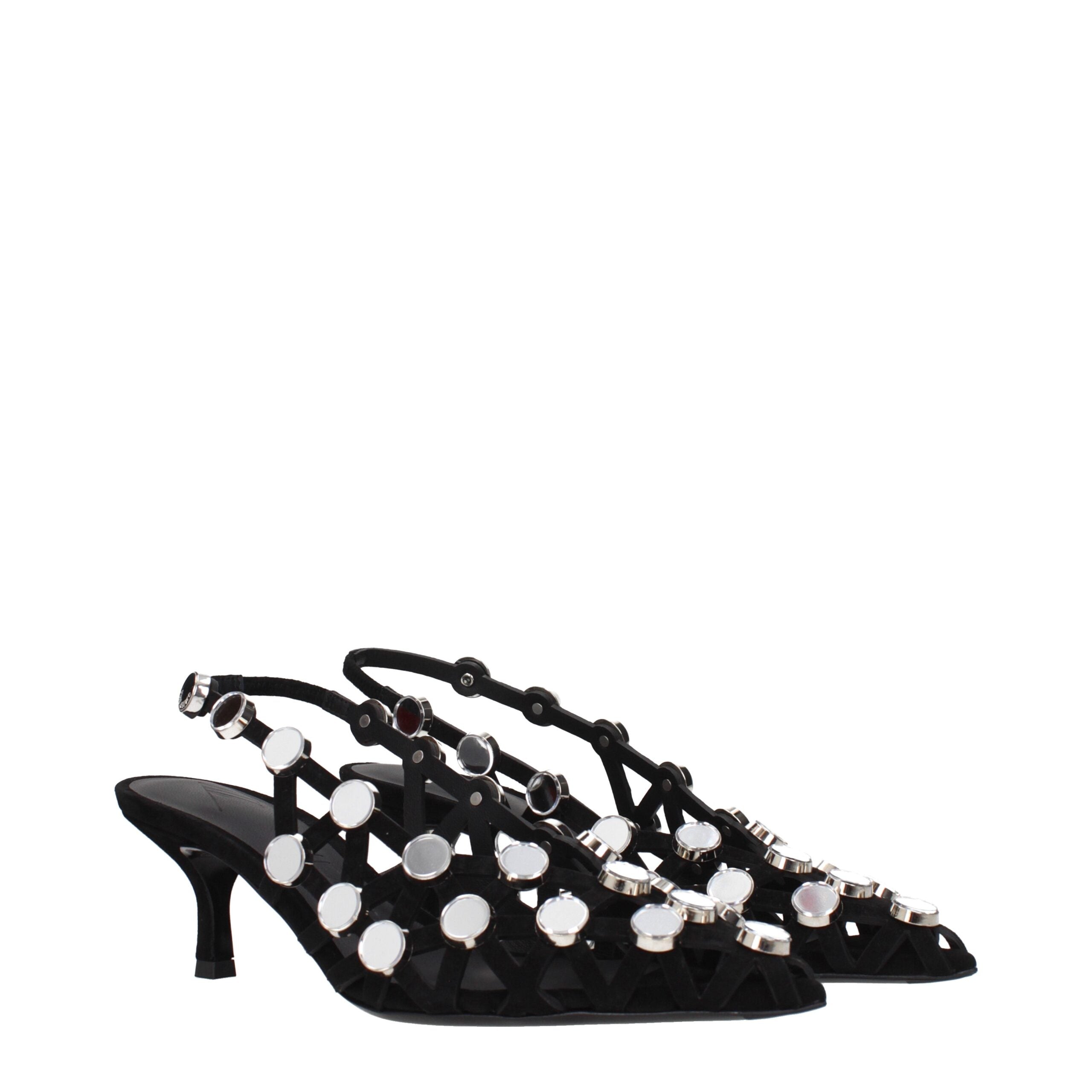 The Attico Schwarze Leder-Stiletto-Sandalen
