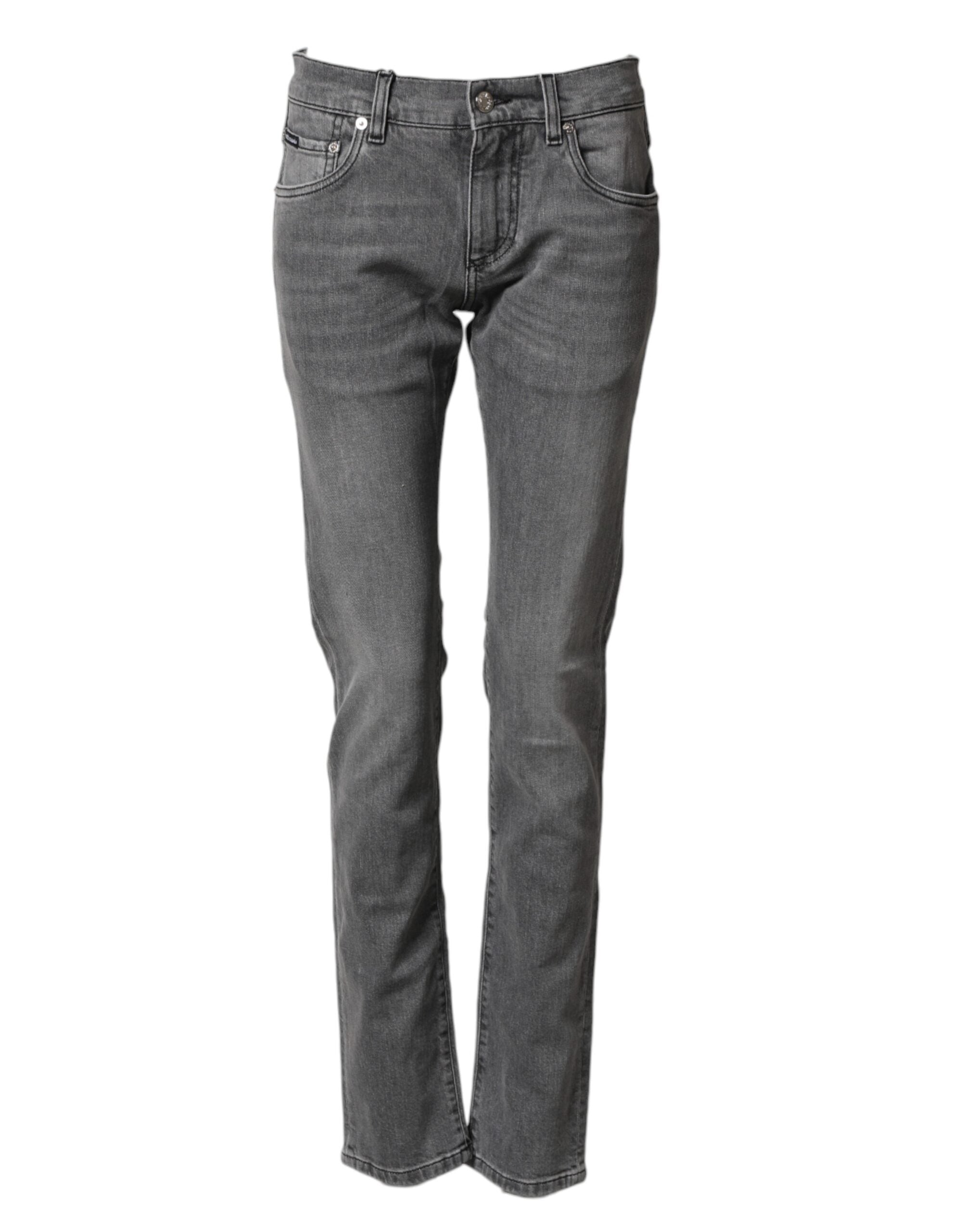 Dolce & Gabbana Graue Baumwoll-Jeans mit mittlerer Taille