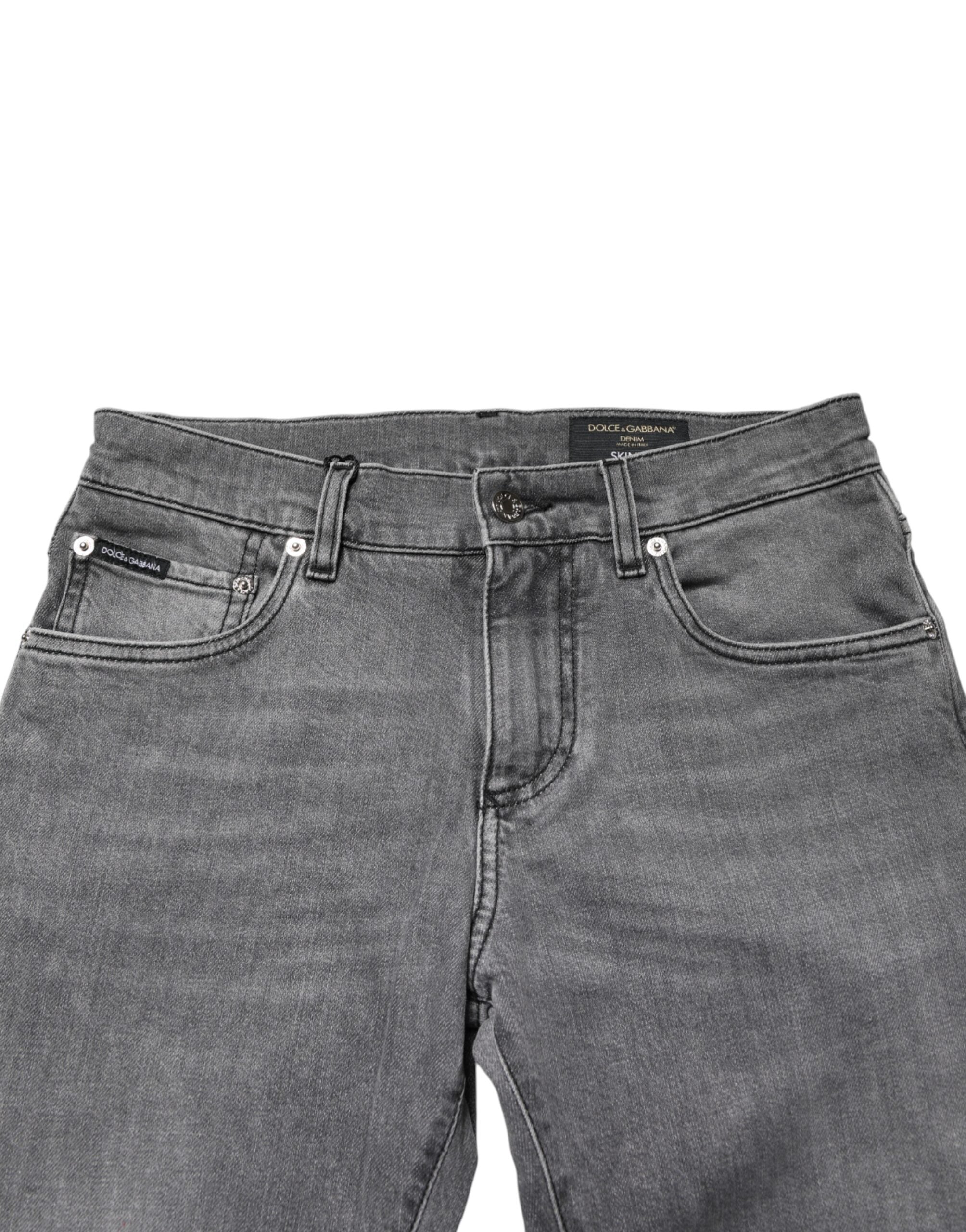 Dolce & Gabbana Graue Baumwoll-Jeans mit mittlerer Taille