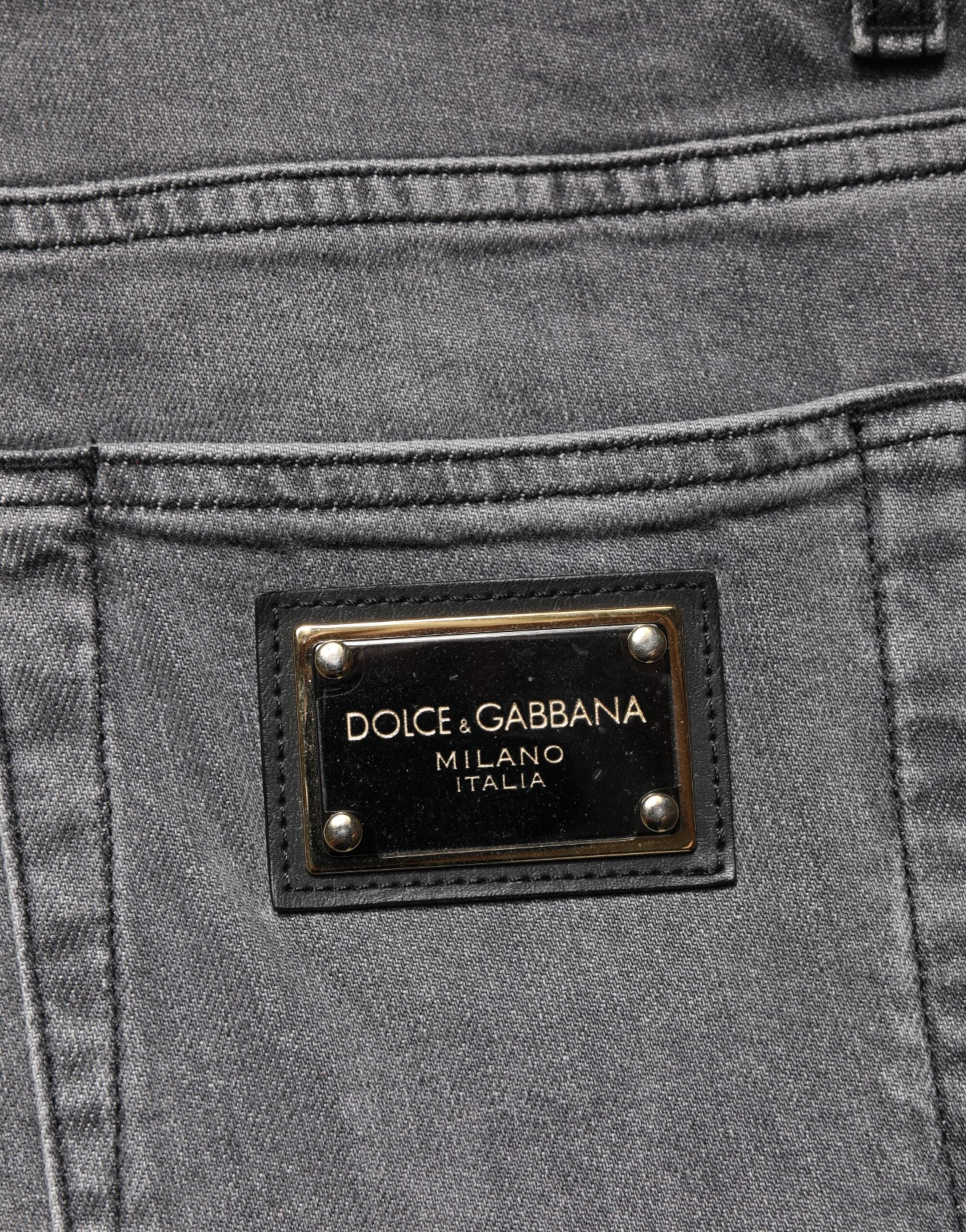 Dolce & Gabbana Graue Baumwoll-Jeans mit mittlerer Taille
