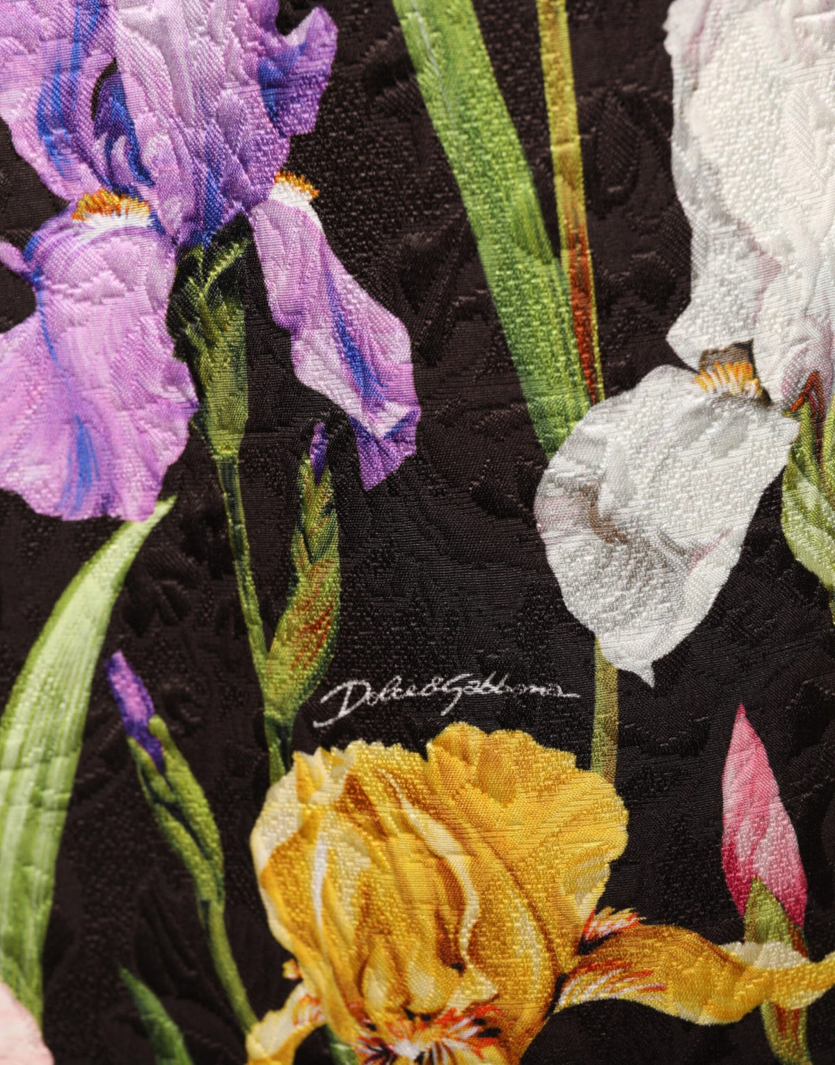 Dolce & Gabbana Schwarzes Blumen-Brocat-Kleid im A-Linien-Schnitt