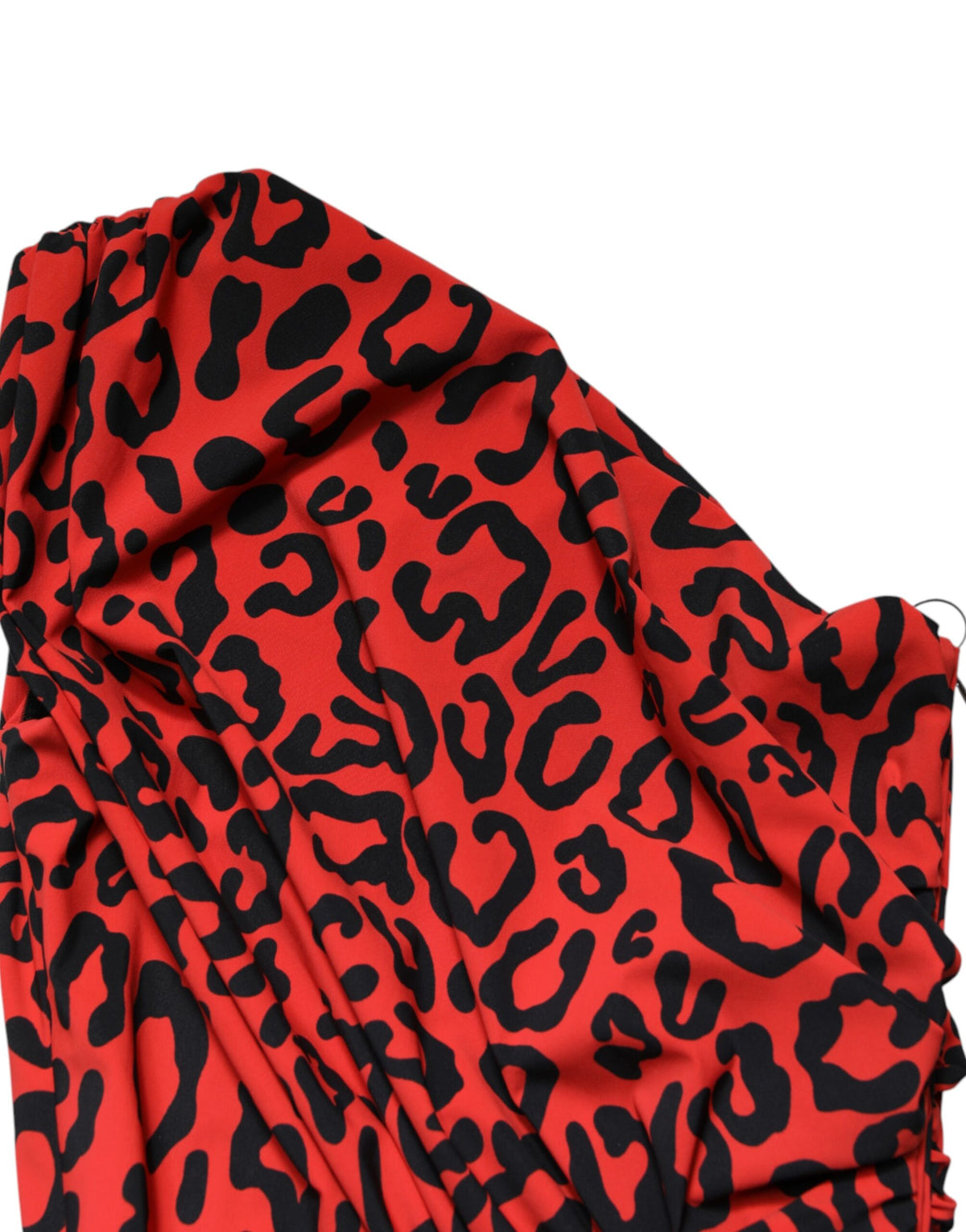 Dolce & Gabbana Midi-Kleid mit rotem Leopardenmuster aus Nylon