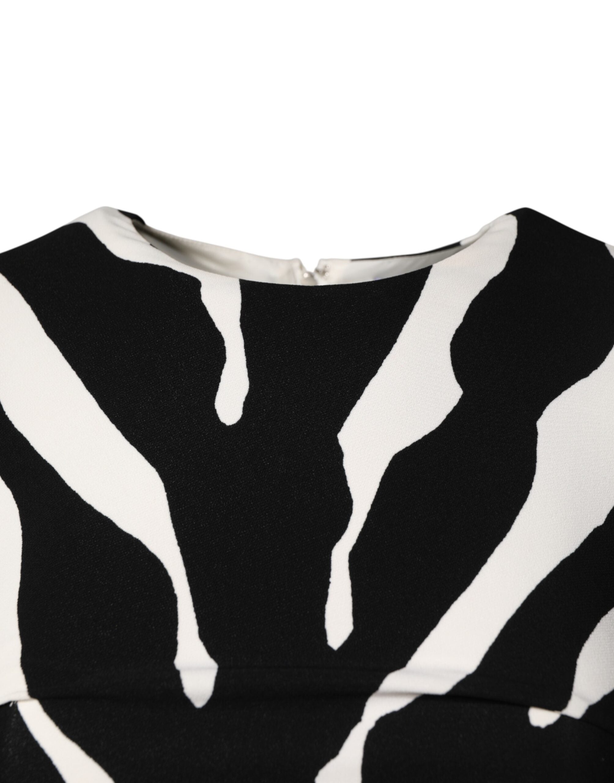 Dolce & Gabbana Schwarzes, weißes Zebra-Viskose-Etui-Midikleid