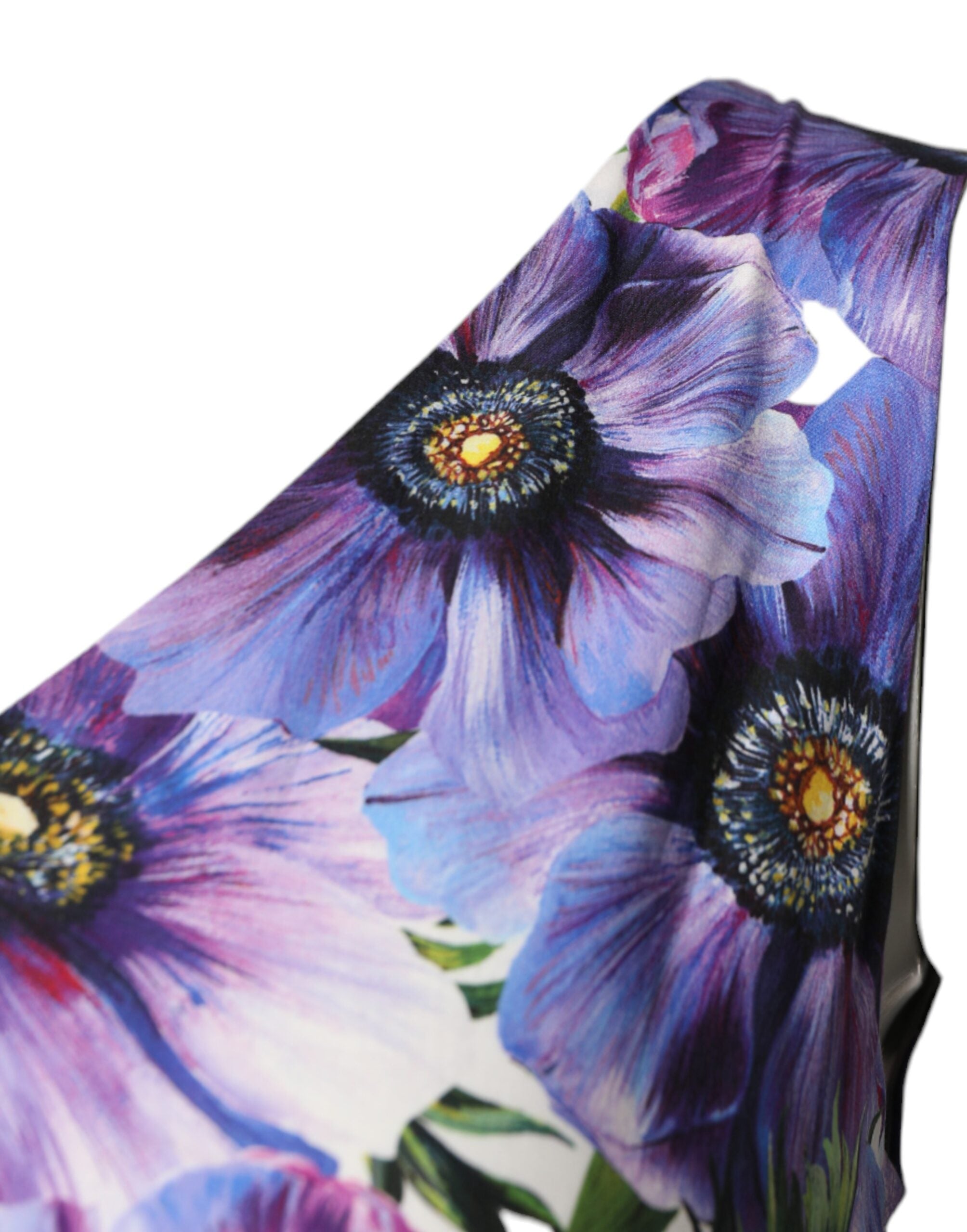 Dolce & Gabbana Lila Anemone-Print Plissiert Midi-Kleid