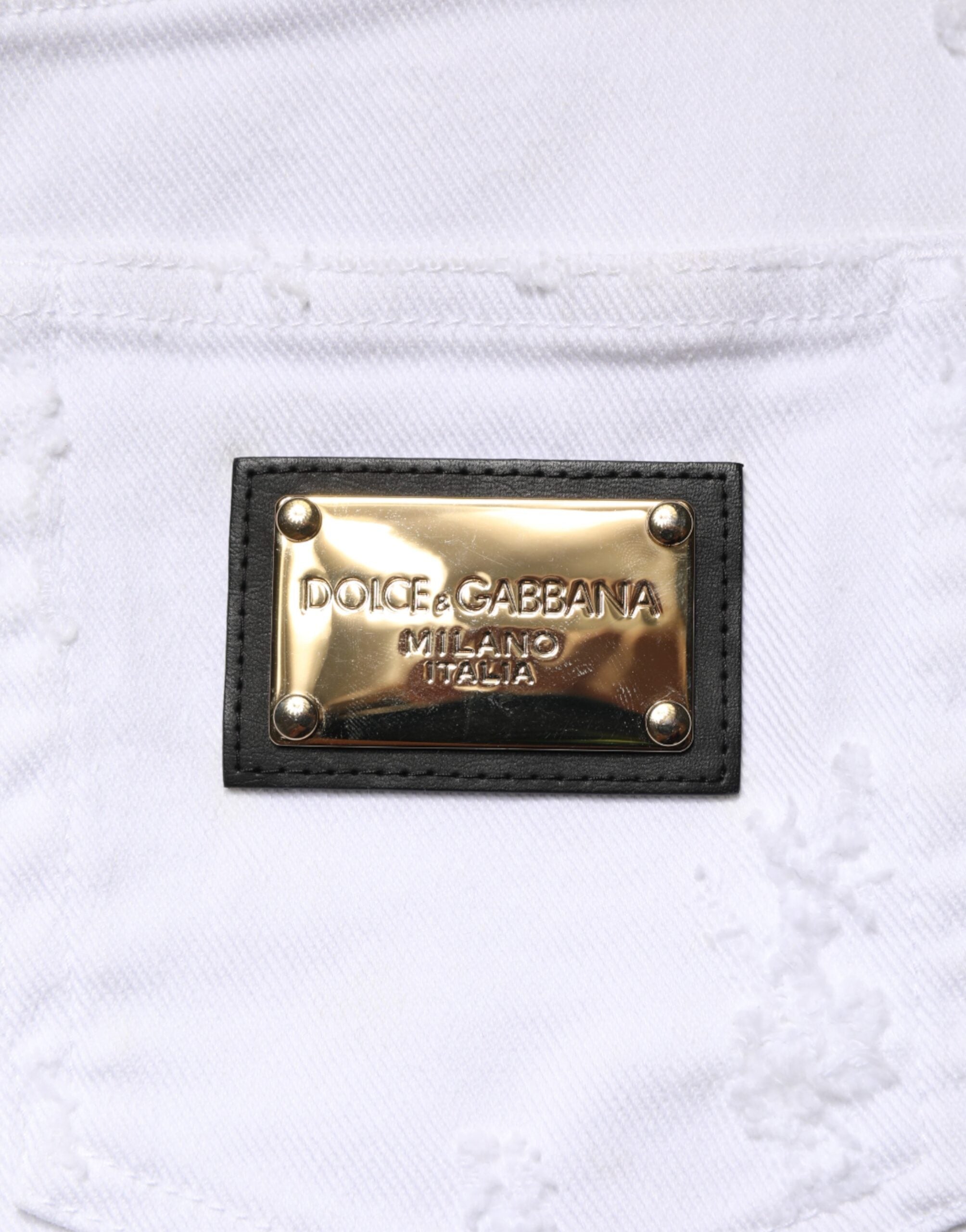 Dolce & Gabbana Weiße Destroyed High-Waist-Jeans