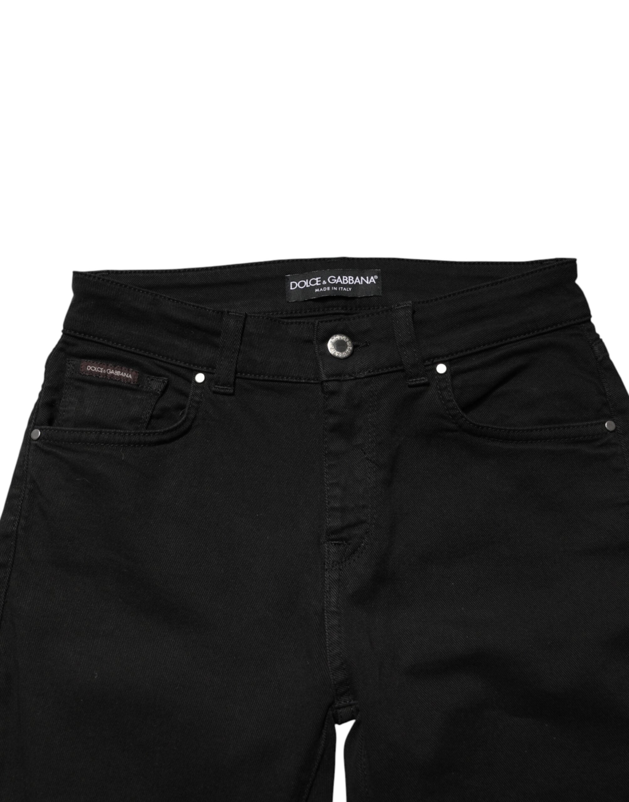 Dolce & Gabbana Schwarze Skinny Jeans aus Baumwolldenim mit mittlerer Bundhöhe