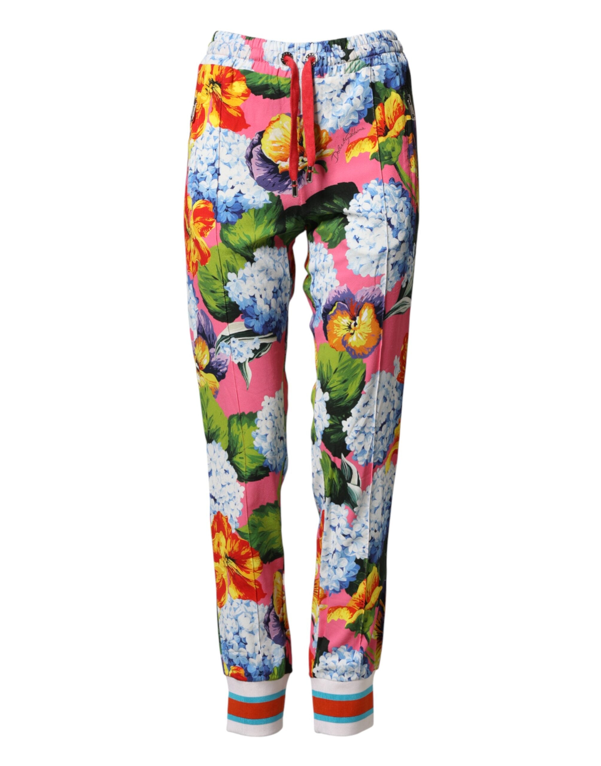 Dolce & Gabbana Bunte Jogginghose mit Blumenmuster und Mid Waist
