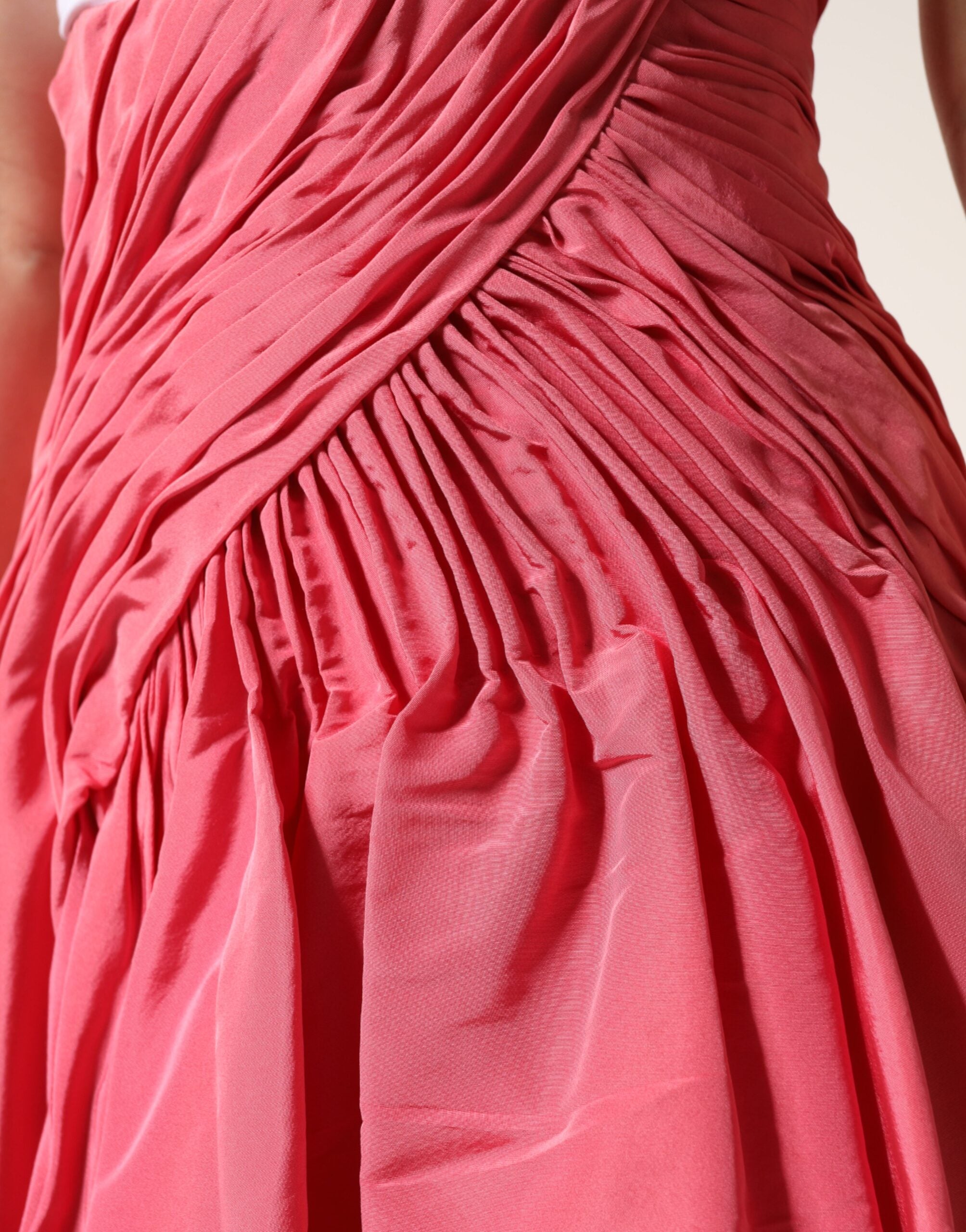 Dolce & Gabbana Pinker Seidenrock mit Falten und hoher Taille, Midi-Länge
