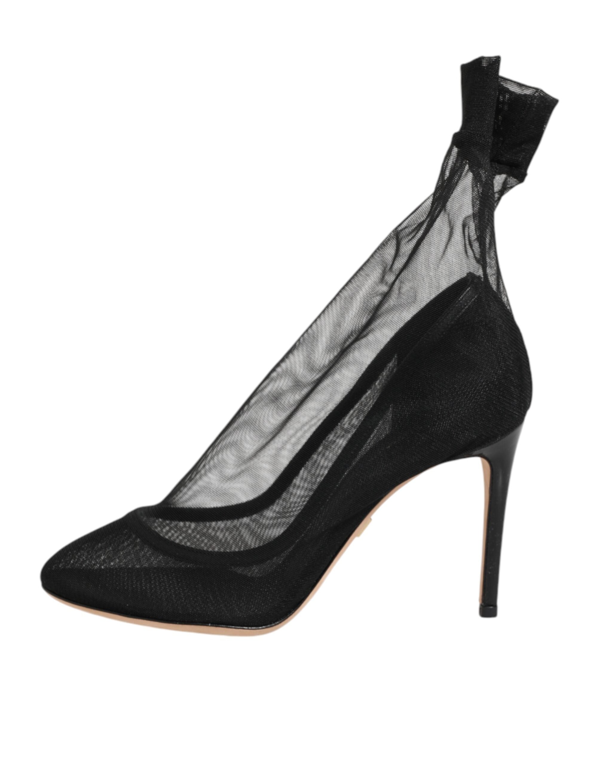Dolce & Gabbana Schwarze Sockenstiefel aus Stretch-Nylon-Mesh