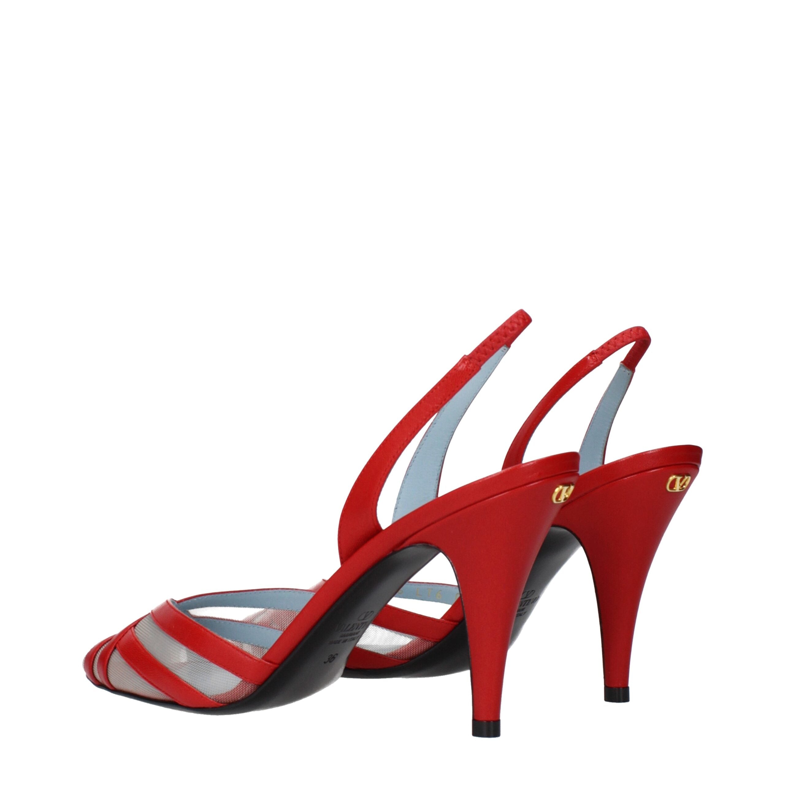Valentino Garavani Rote Leder-Stilettosandalen