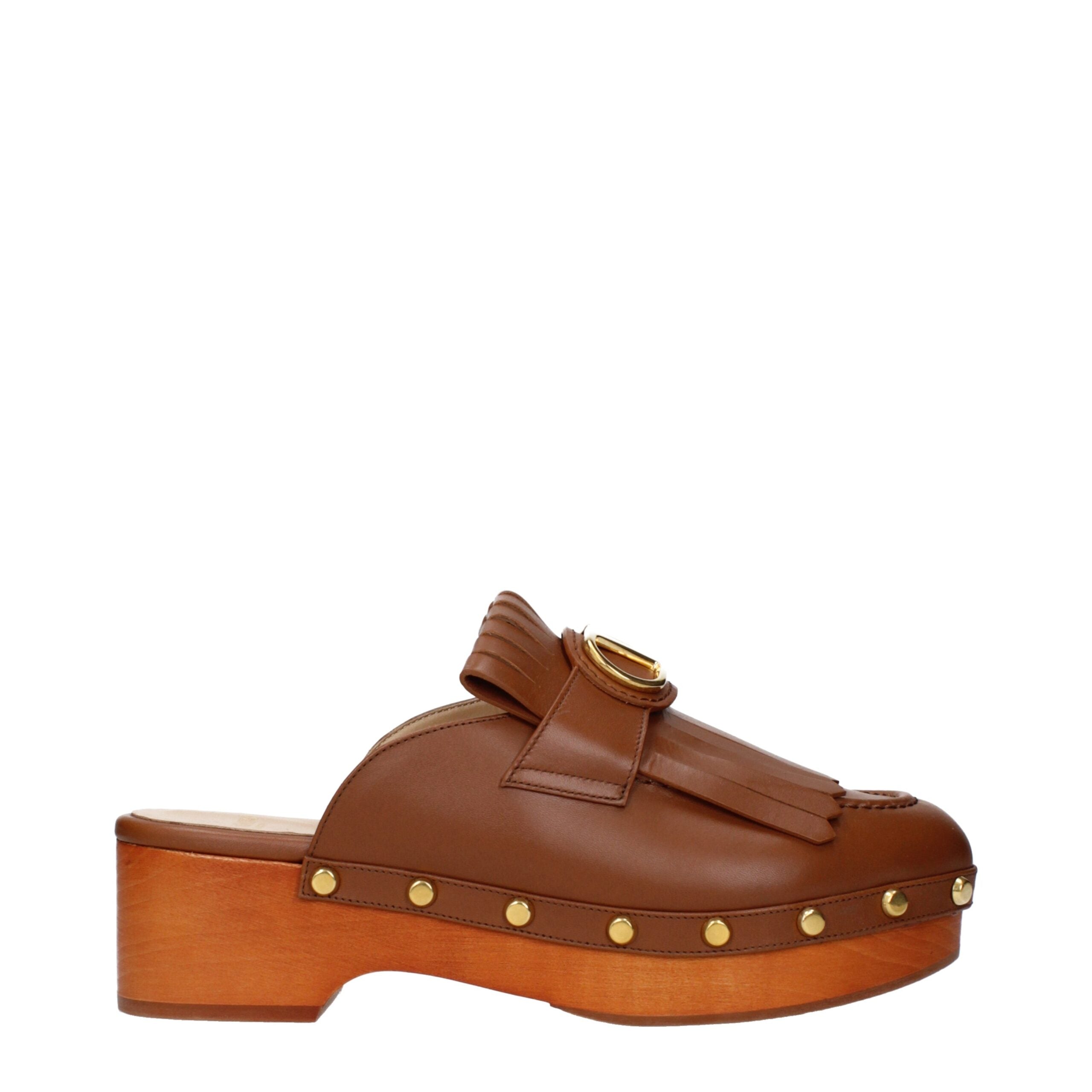 Valentino Garavani Braune Leder-Slipper