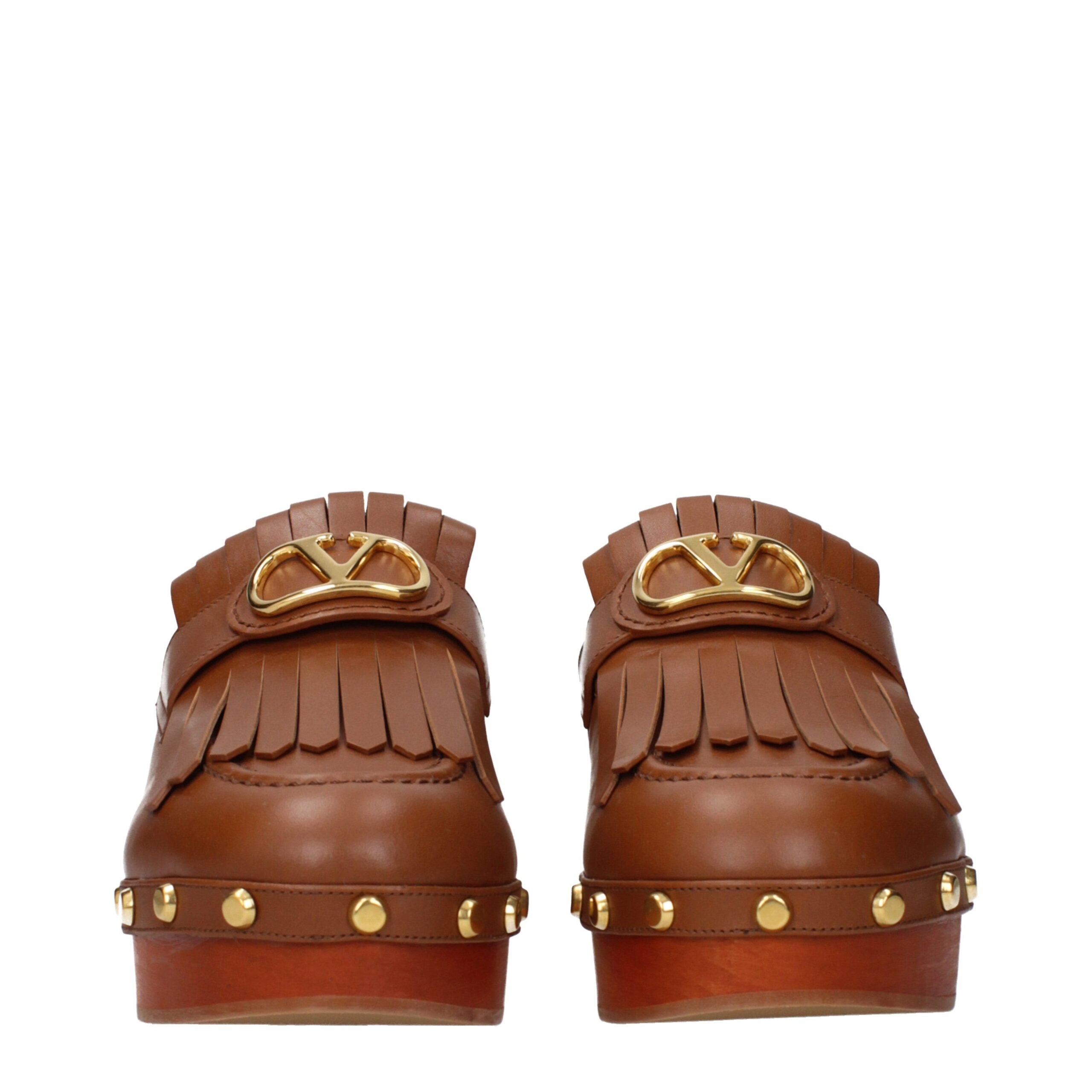 Valentino Garavani Braune Leder-Slipper
