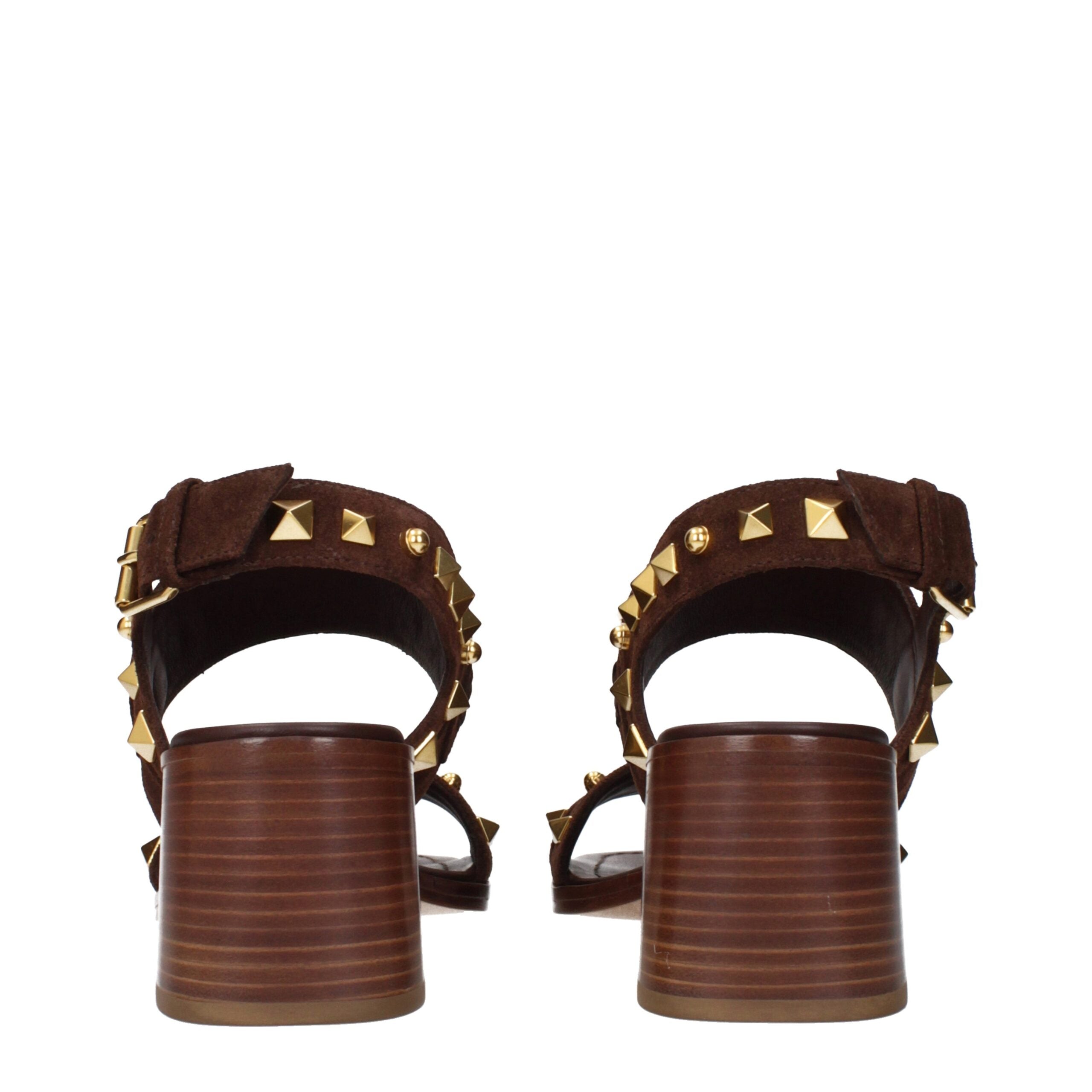 Valentino Garavani Braune Ledersandalen mit Riemen