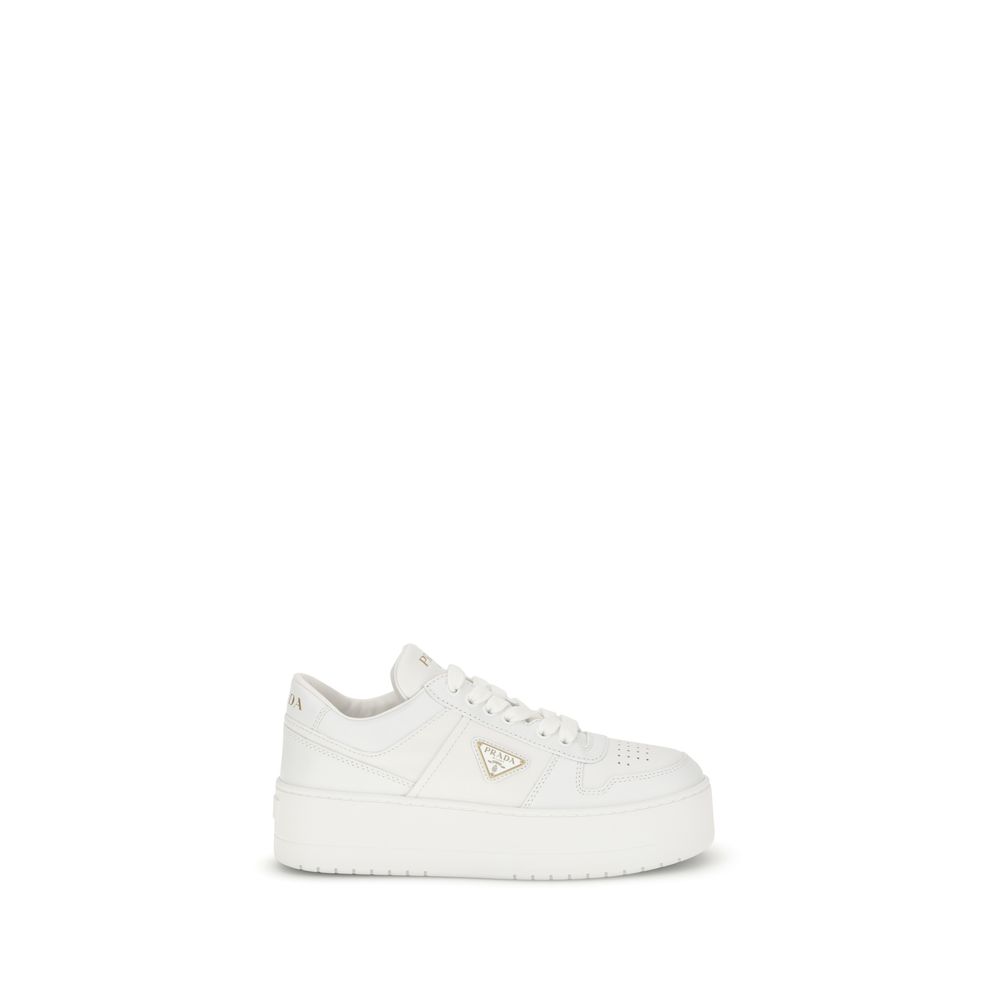 Prada Weiße Bos Taurus Kalbsleder Plateau-Sneaker