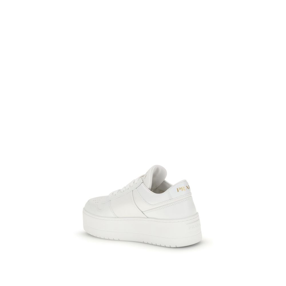 Prada Weiße Bos Taurus Kalbsleder Plateau-Sneaker