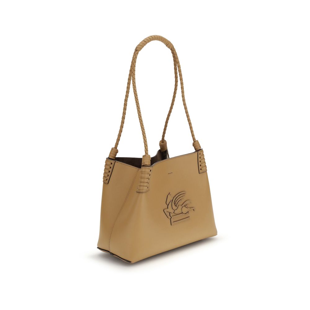 Etro Beige Kalbsleder Bos Taurus Schultertasche